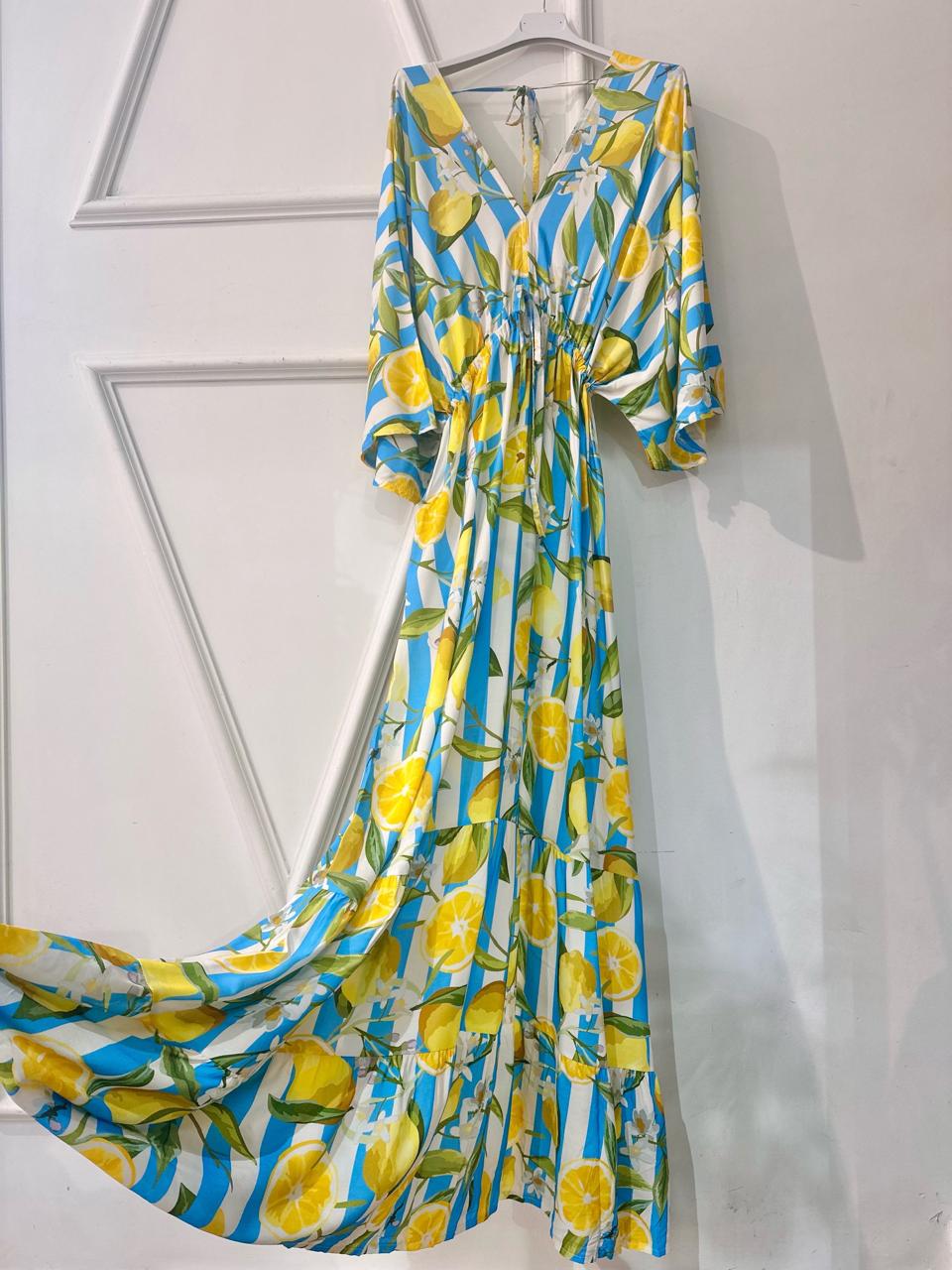 Dress Stripe Turquoise Lemon
