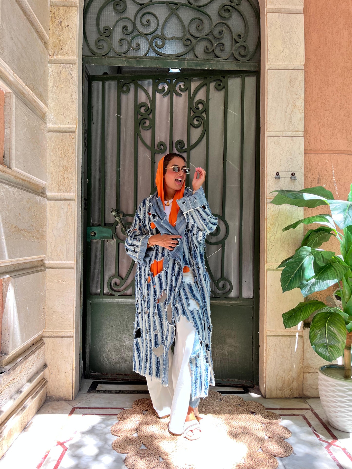 Denim Cutting Kimono