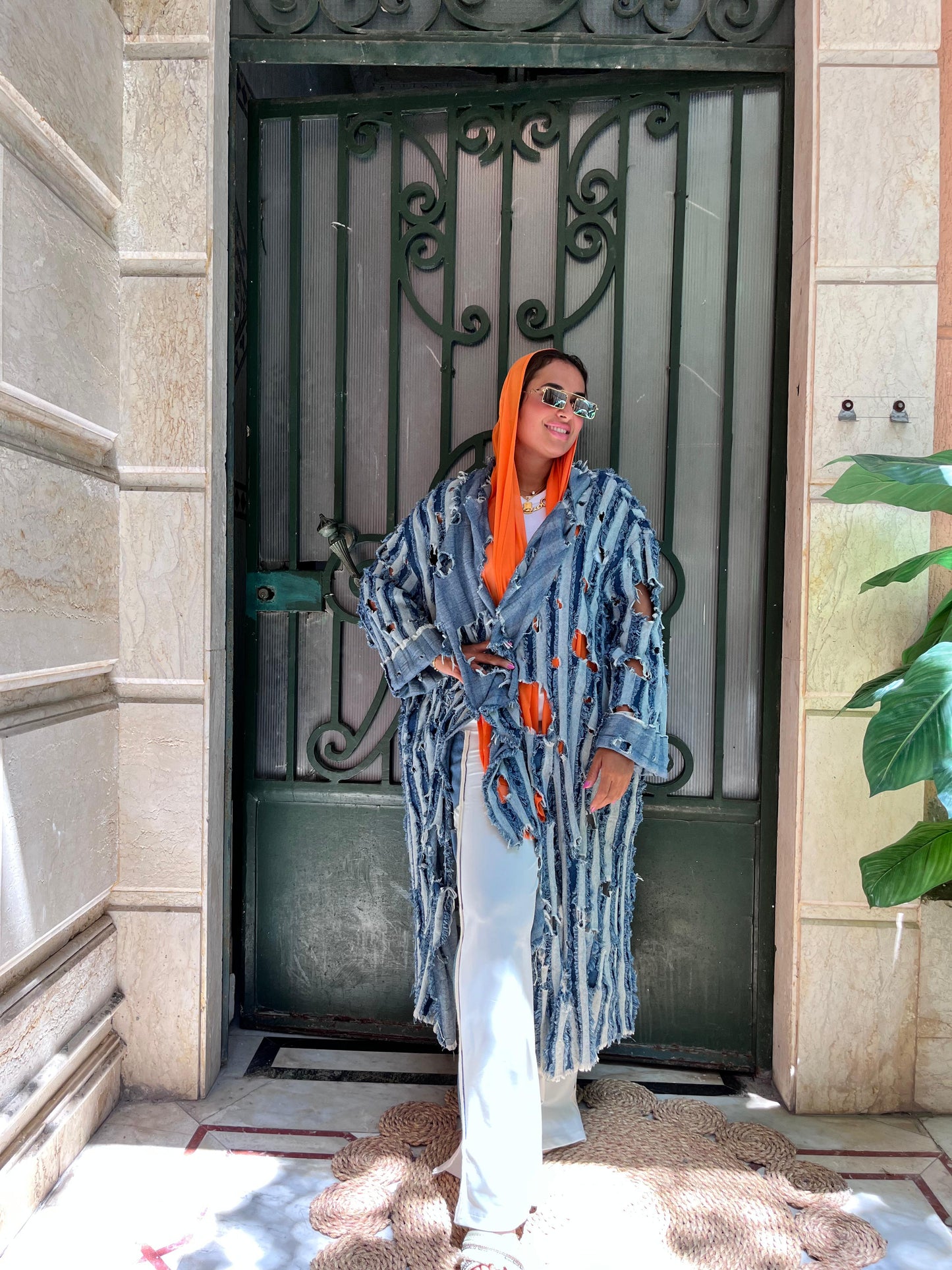 Denim Cutting Kimono