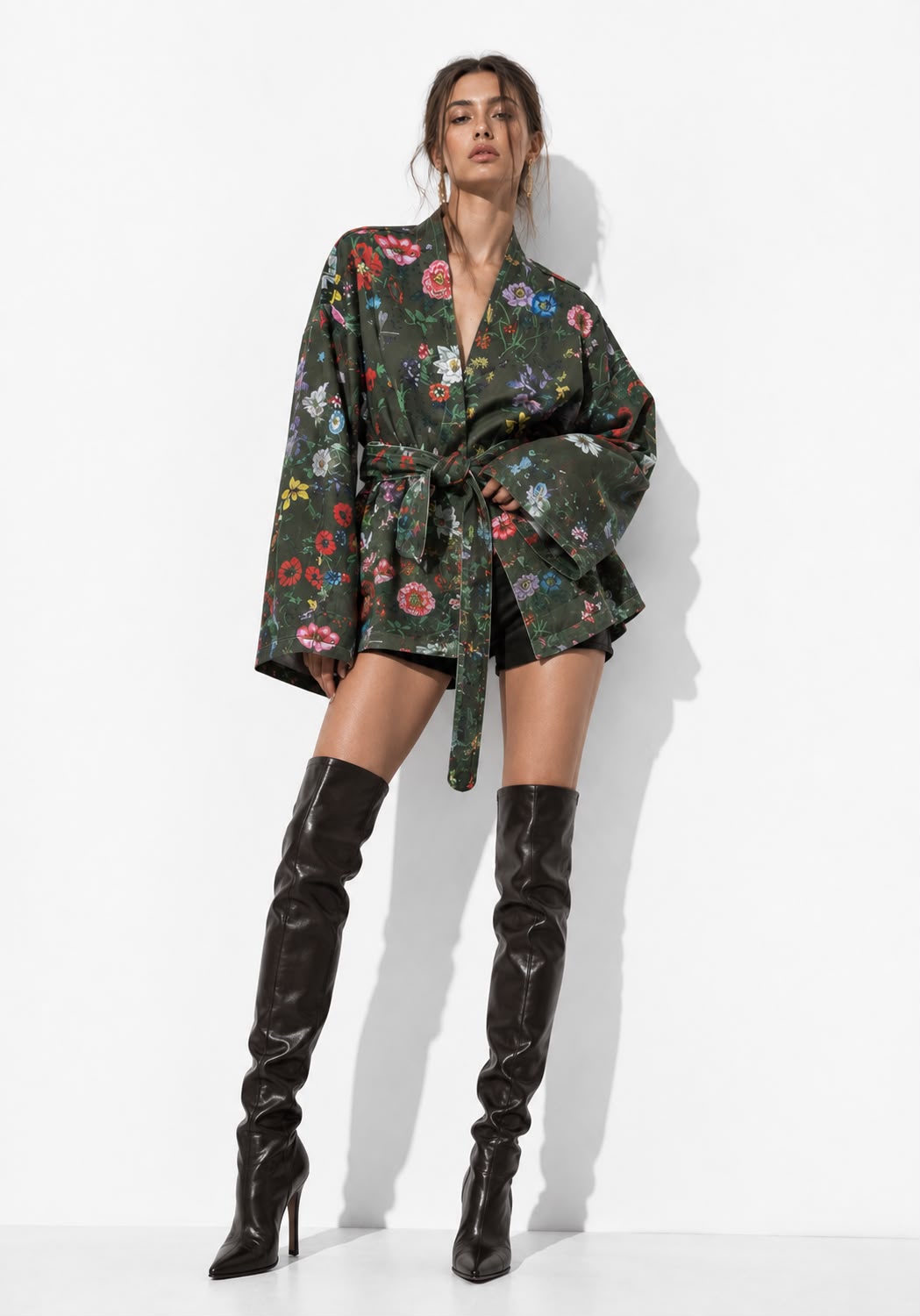 Jacket floral olive