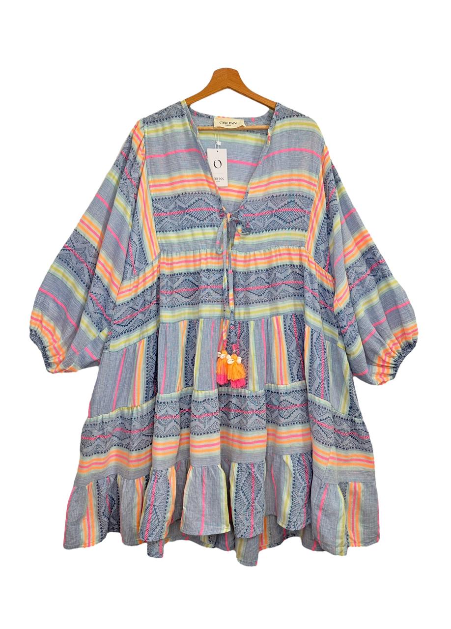 Short Orlinn Dress Stripe Blue x Orange