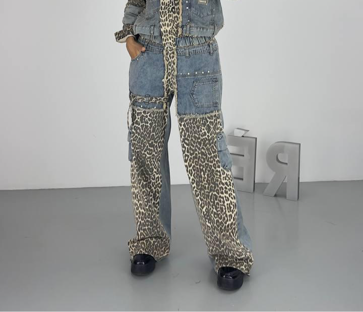 Leopard Denim Pants