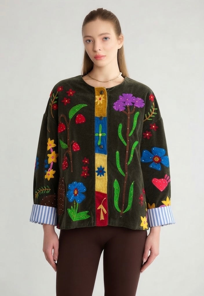 Jacket multicolor olive stripped