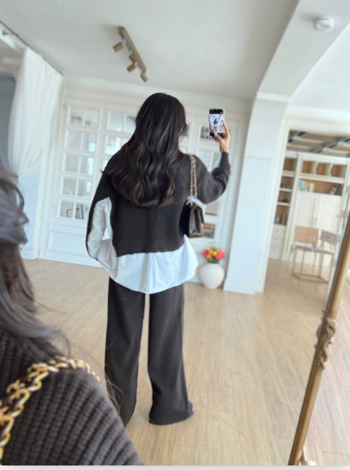 Set attached shirt dark brown