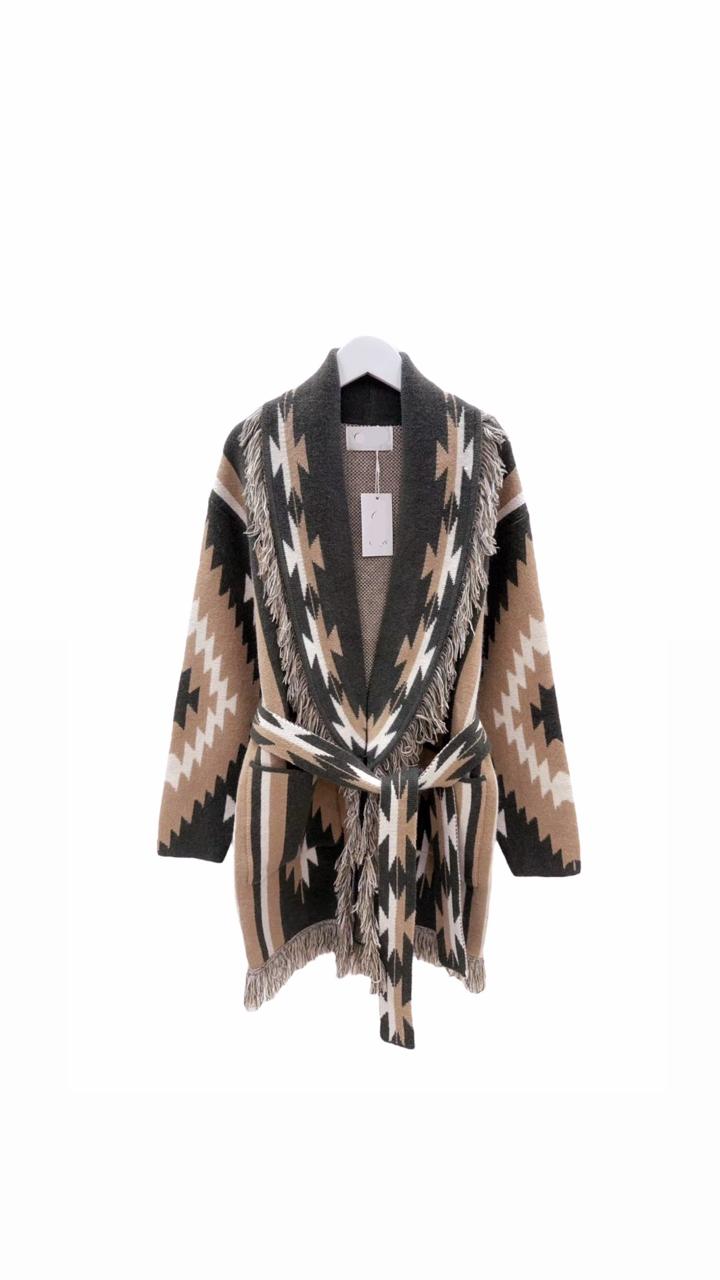 Cardigan knit pattern olive