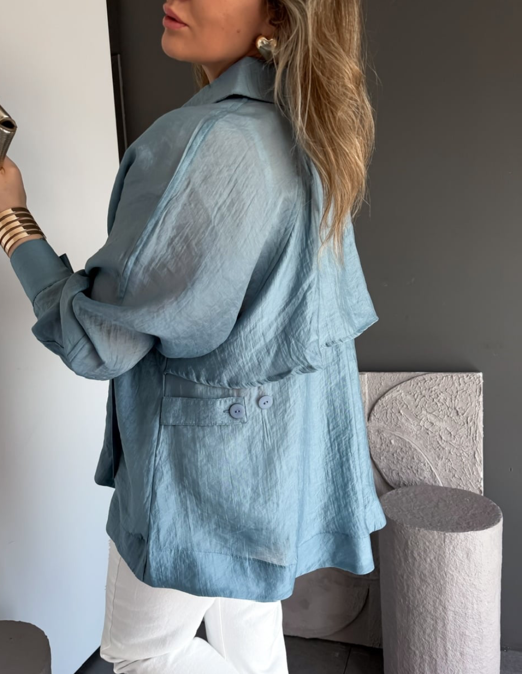 Shirt blue buttons