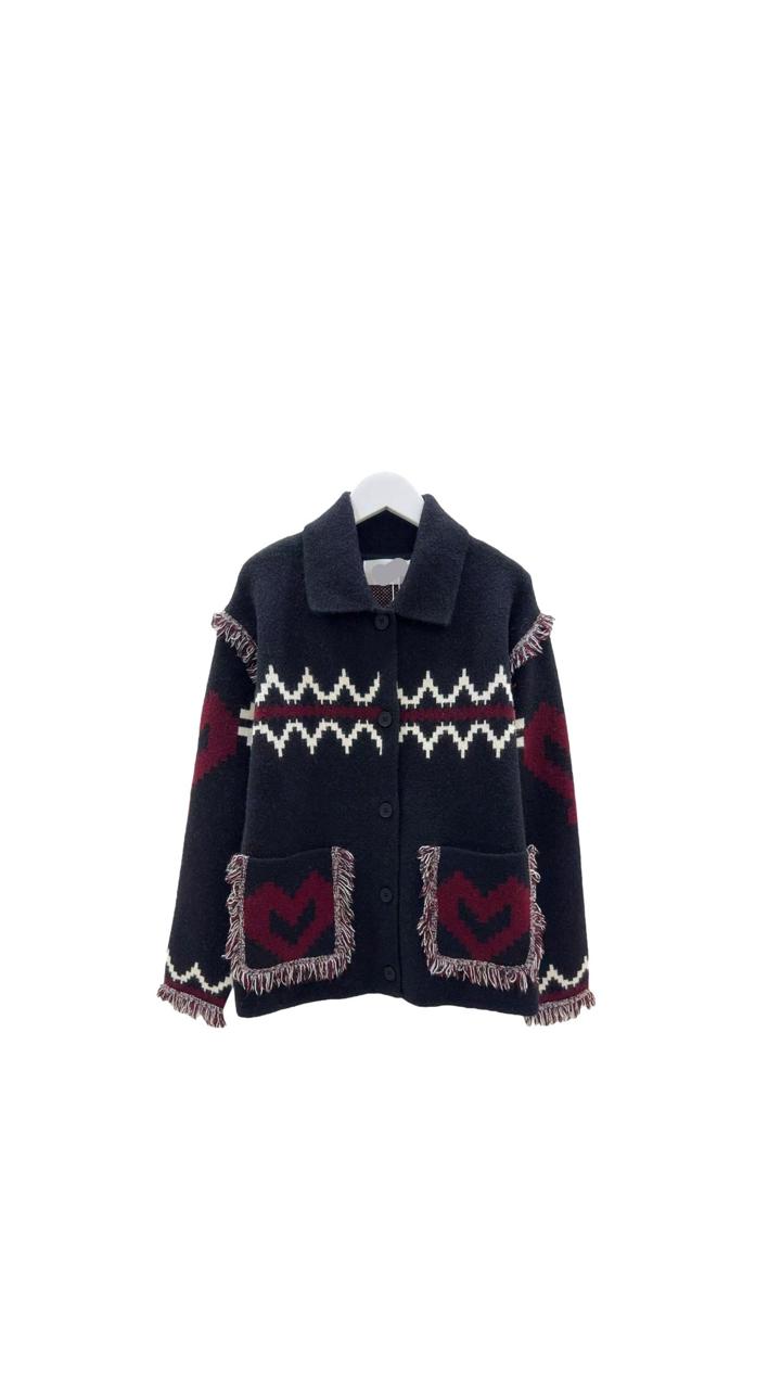 Jacket navy heart burgundy