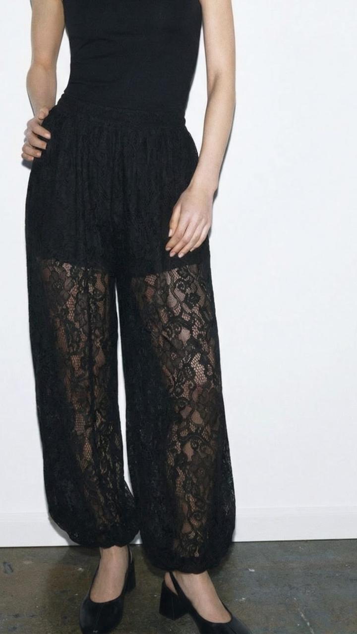 Pants baloon black lace