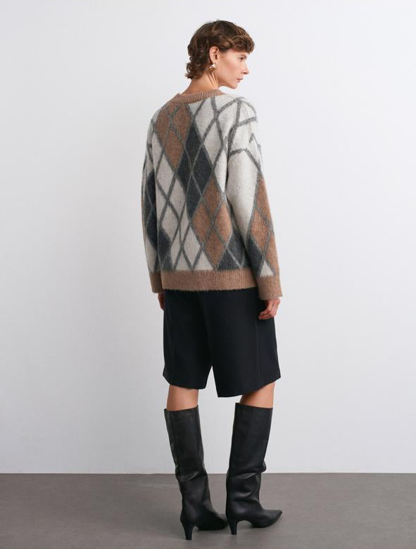 Cardigan Argyle camel