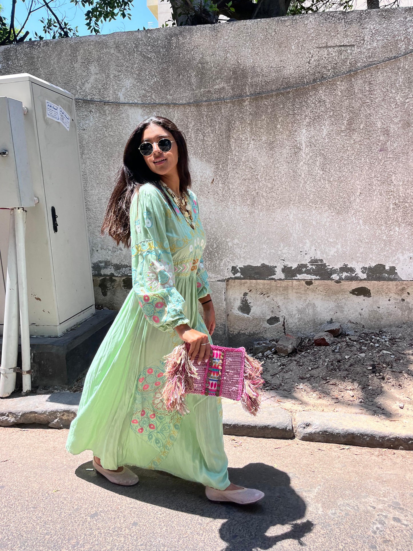 Dress Embroidery Mint Green