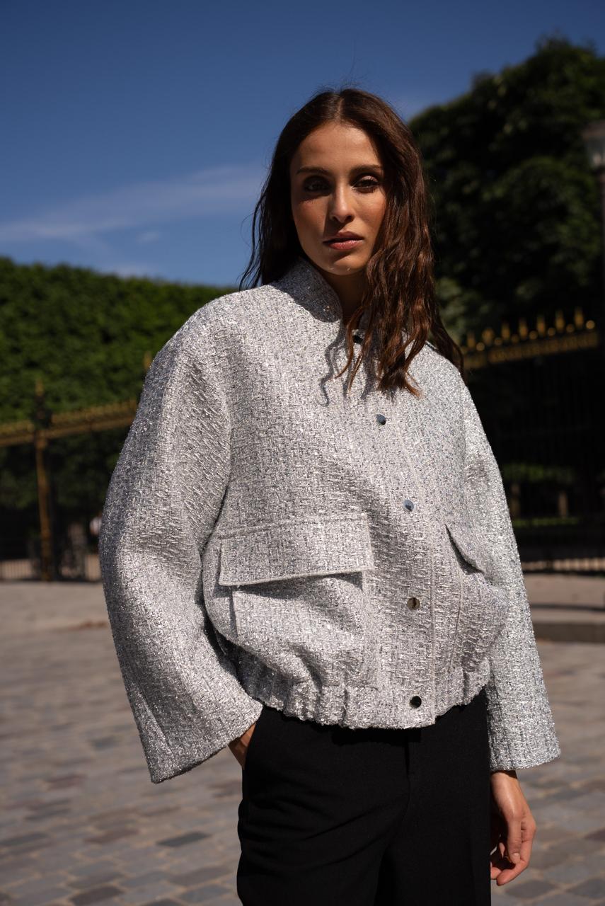 Silver Sequins Bomber Jacket