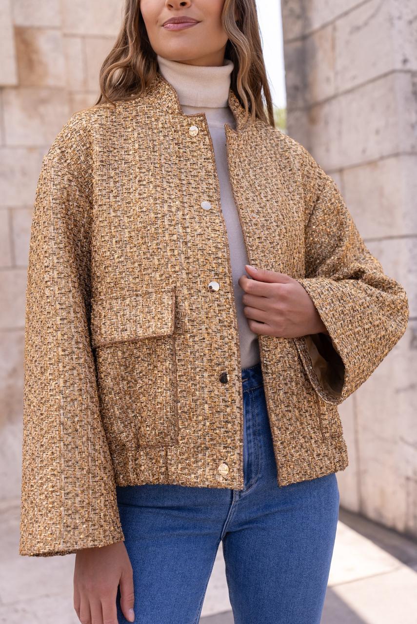 Gold Sequins Bomber Jacket