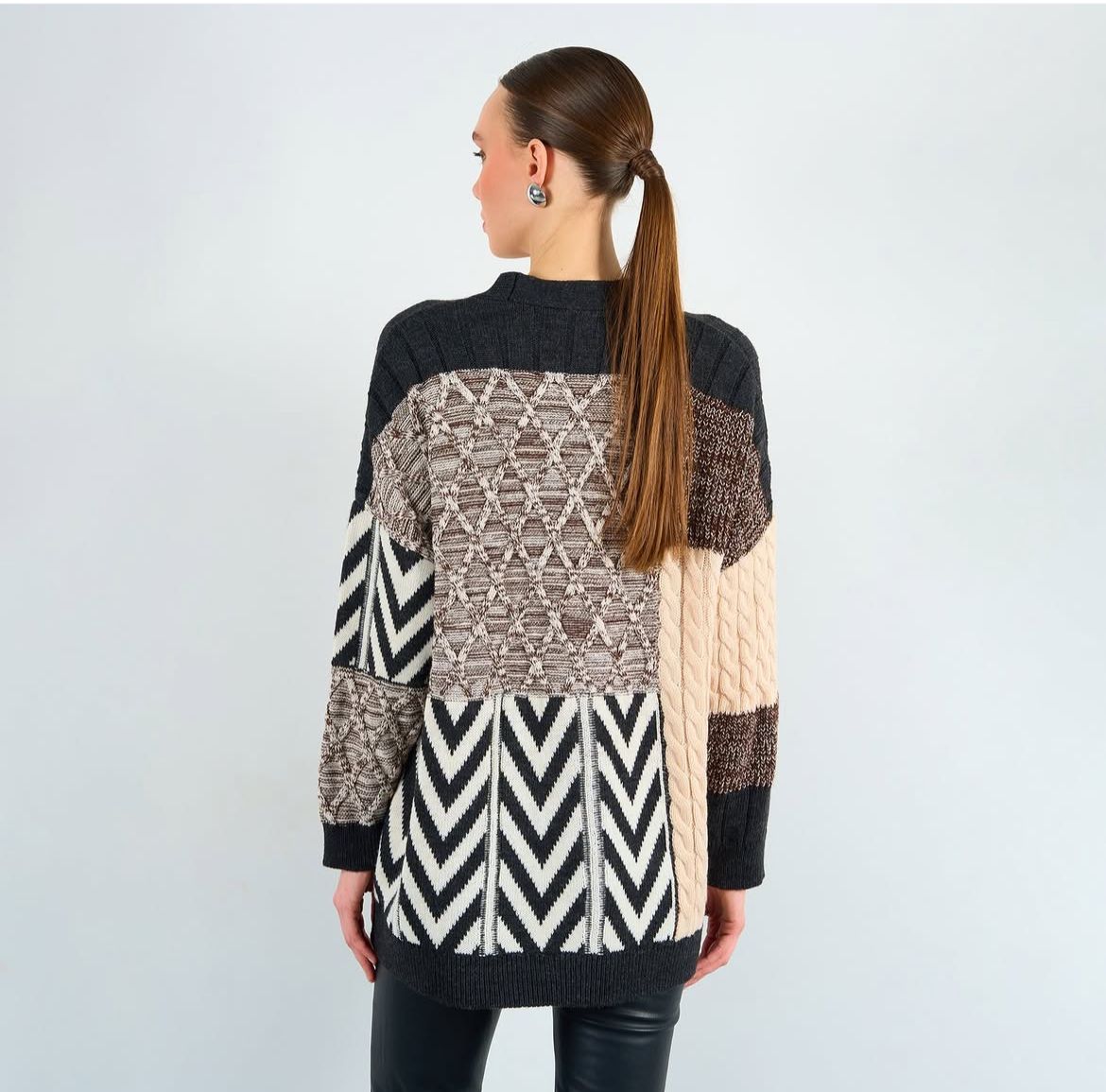 Cardigan argyle black beige