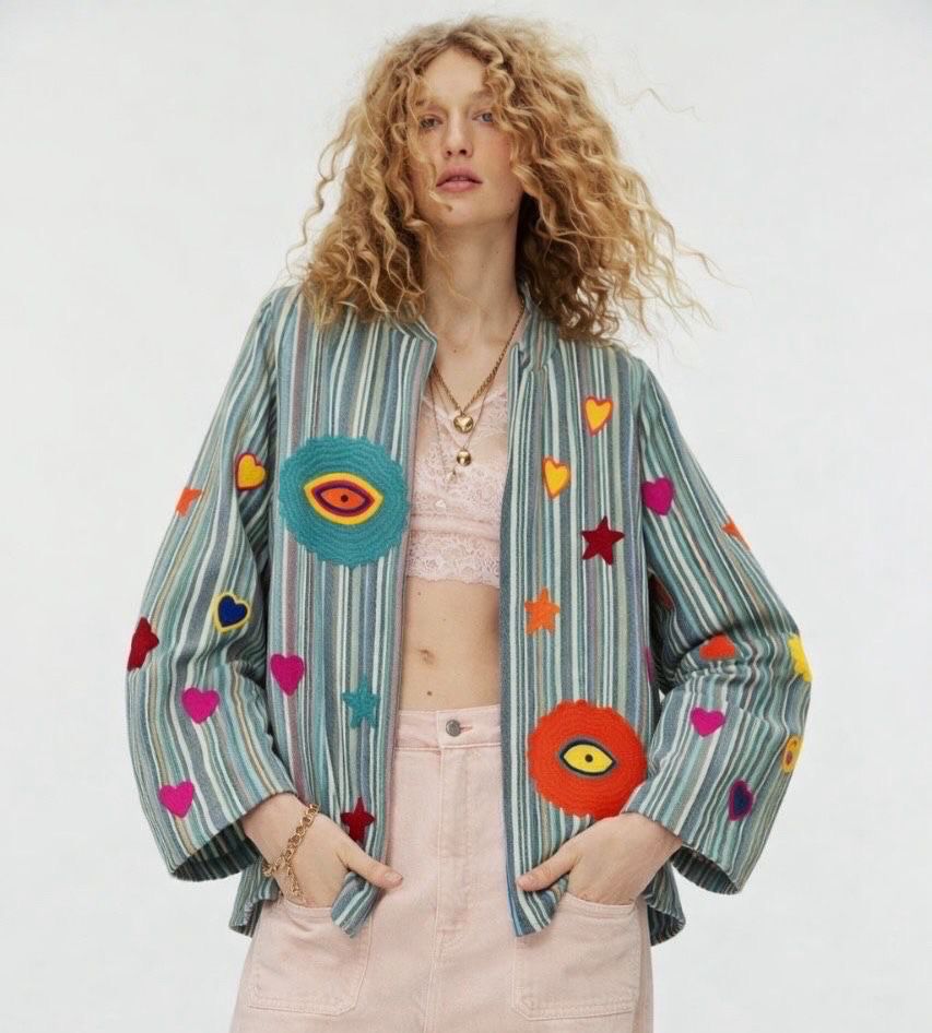Jacket stripe mint eyes