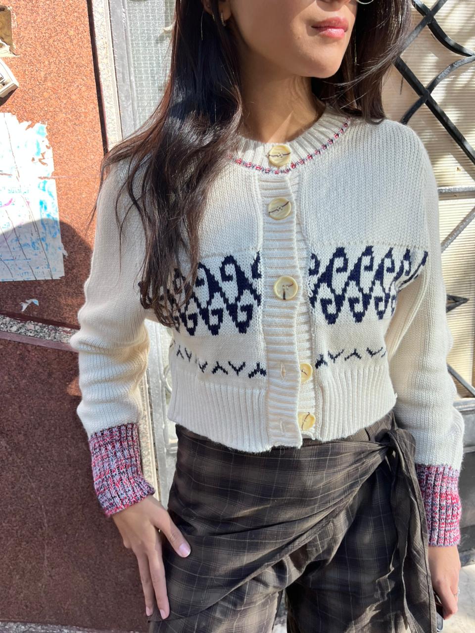 Pullover buttons argyle