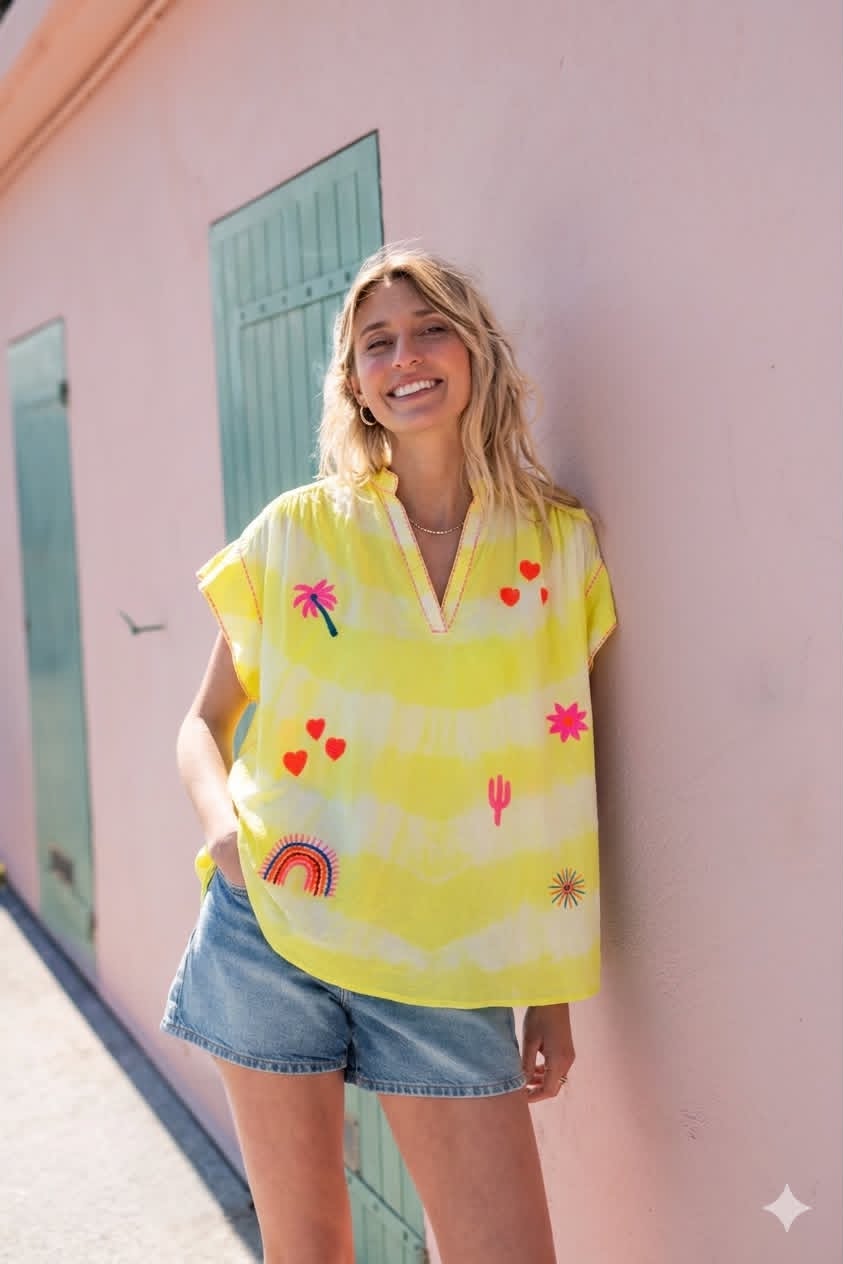 SHIRT HALF SLEEVES YELLOW PATTERN