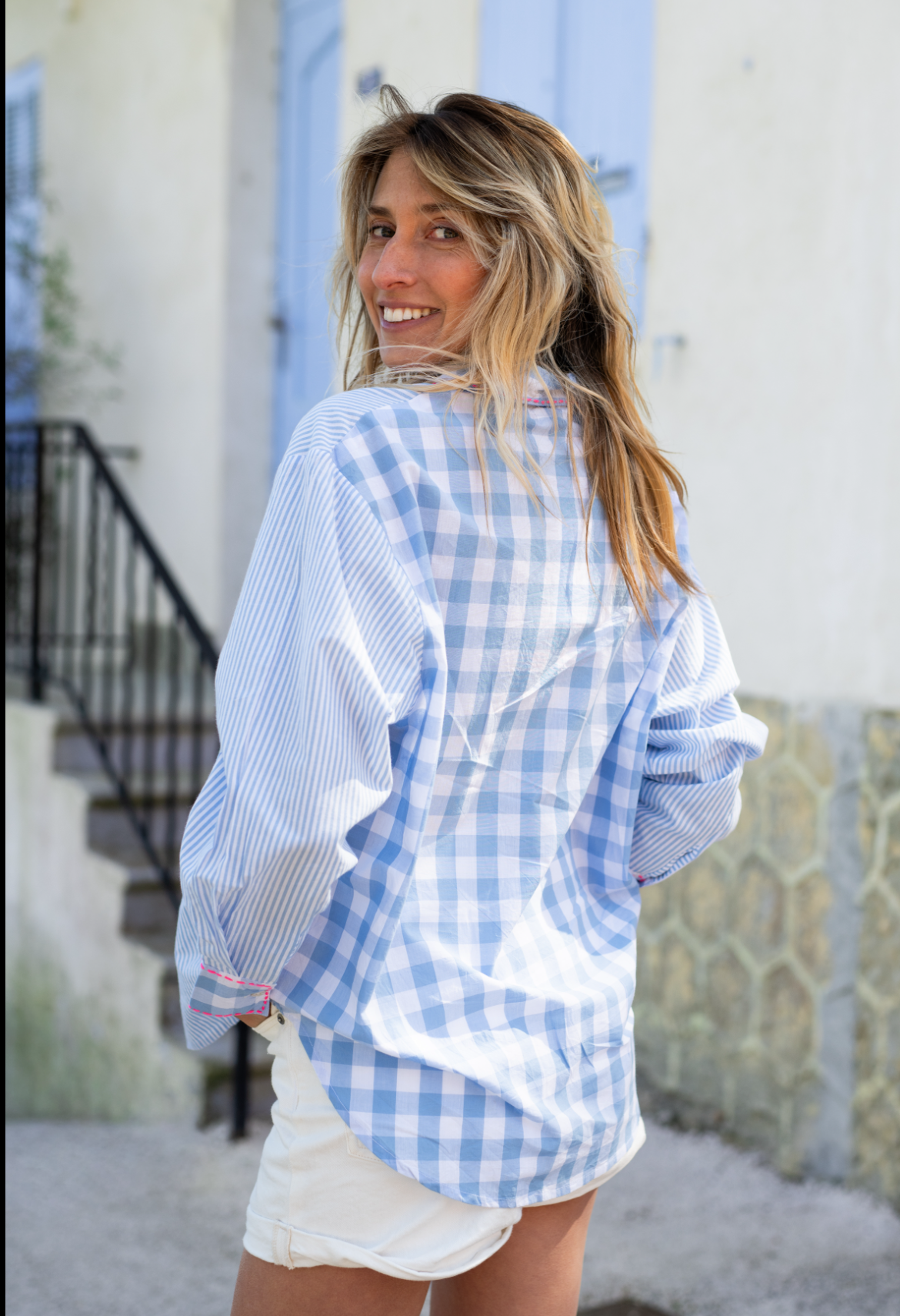 Shirt blue checkered mix