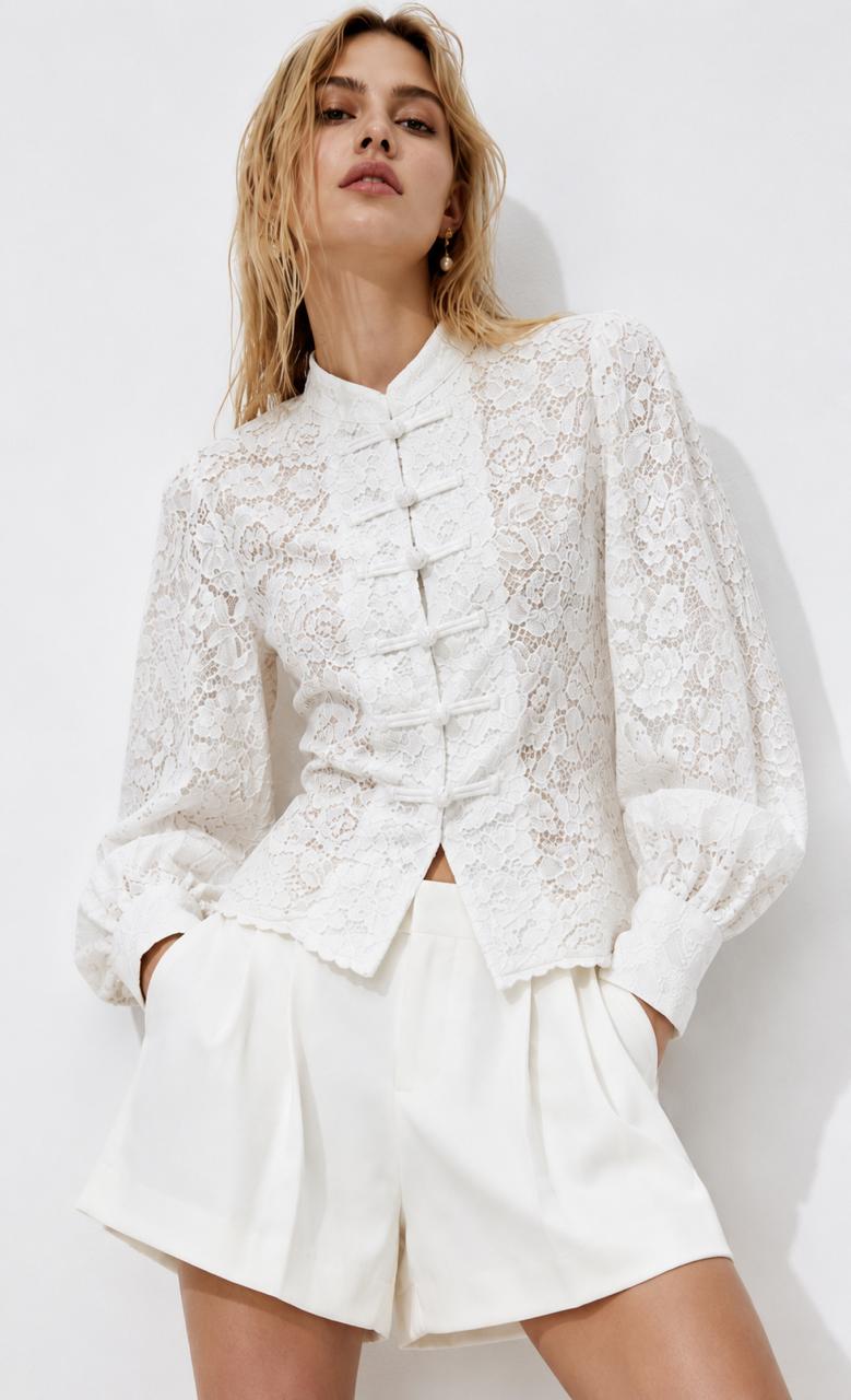Lace sleeves blouse
