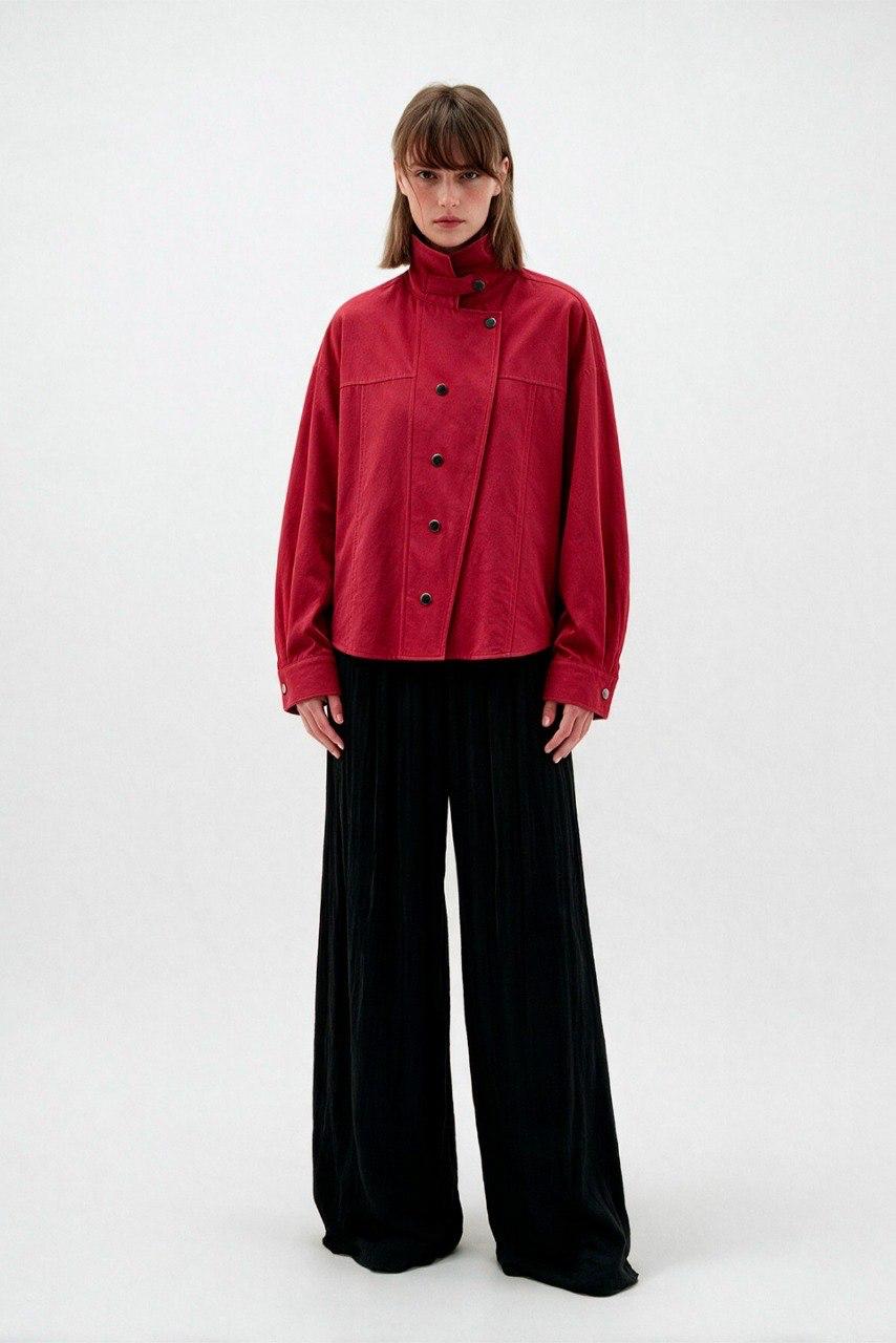 Jacket red buttons side