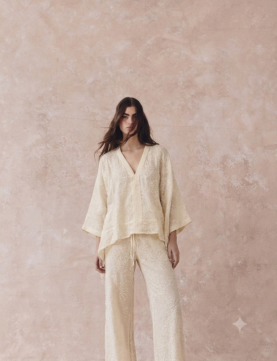 Set embroidery off-white