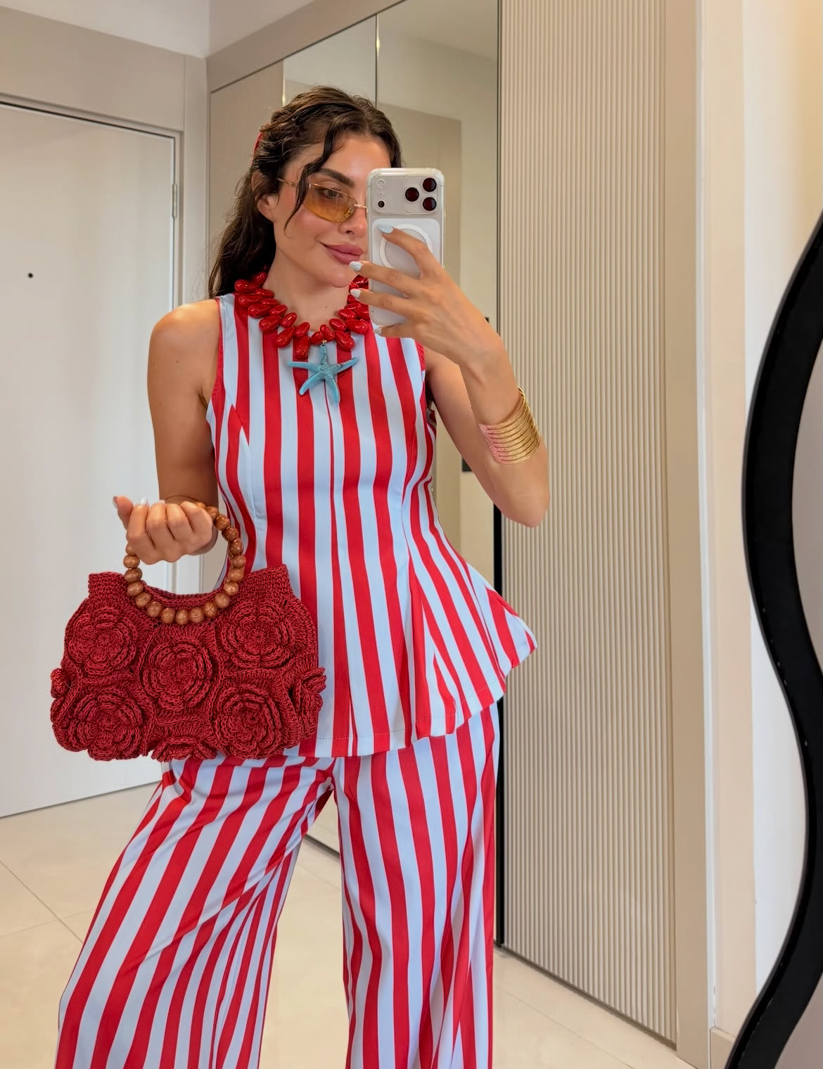 Set stripe blue red