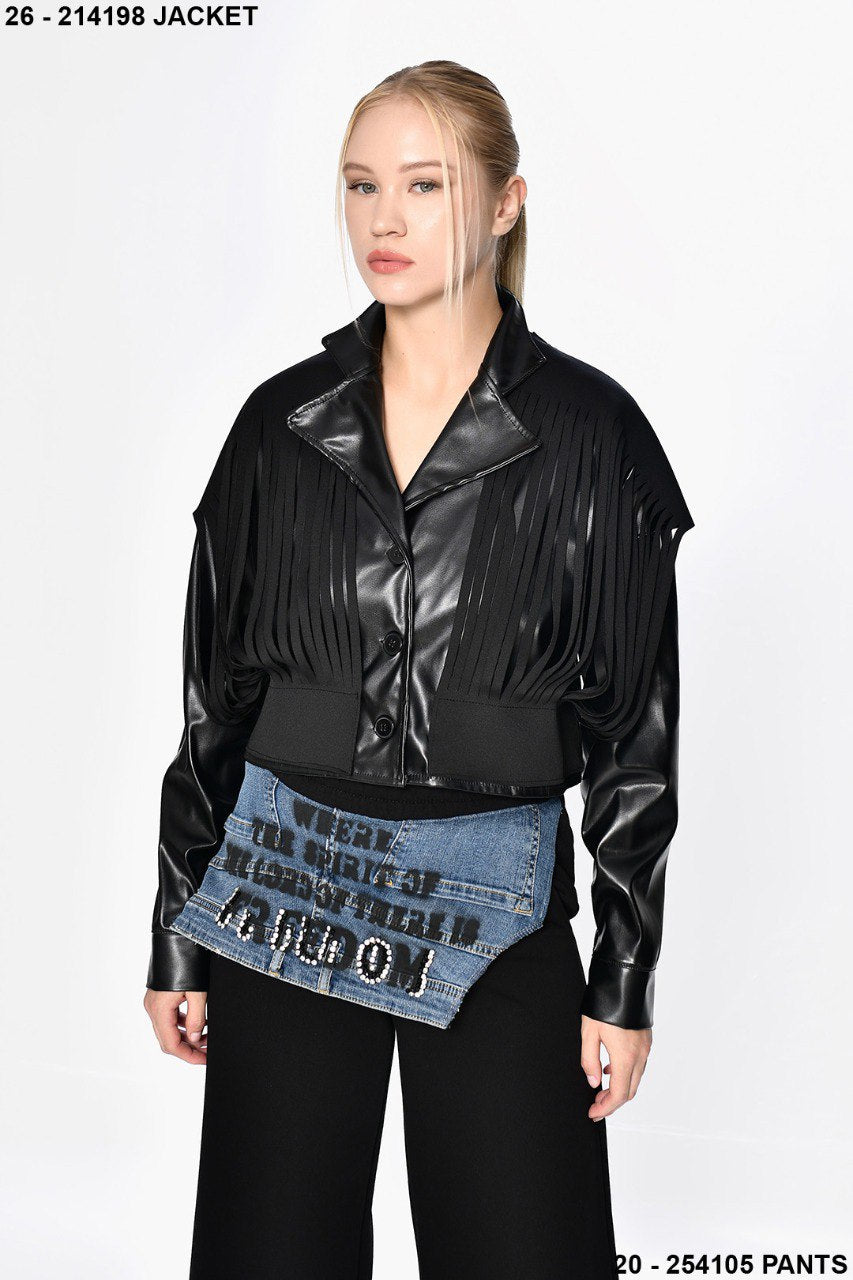 Leather fringe Dq jacket