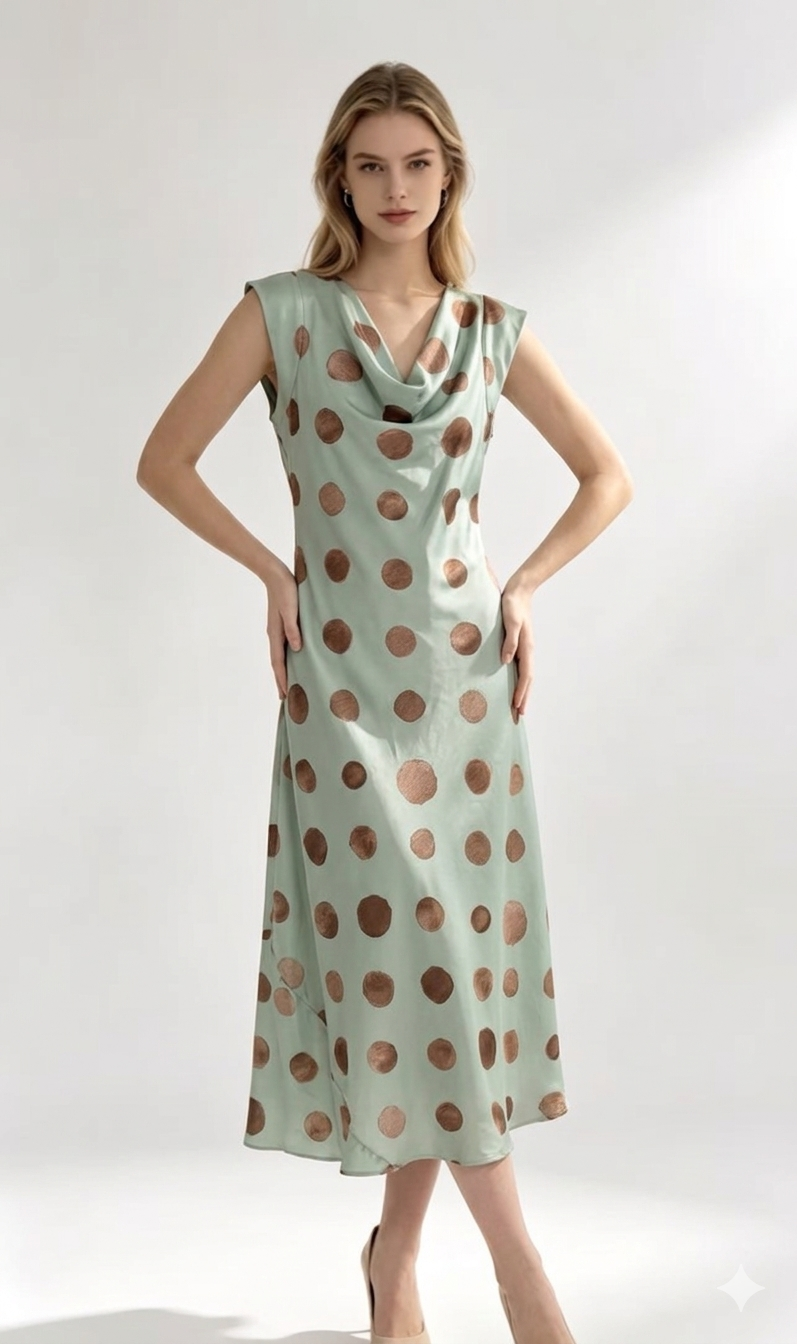 Polka dress olive
