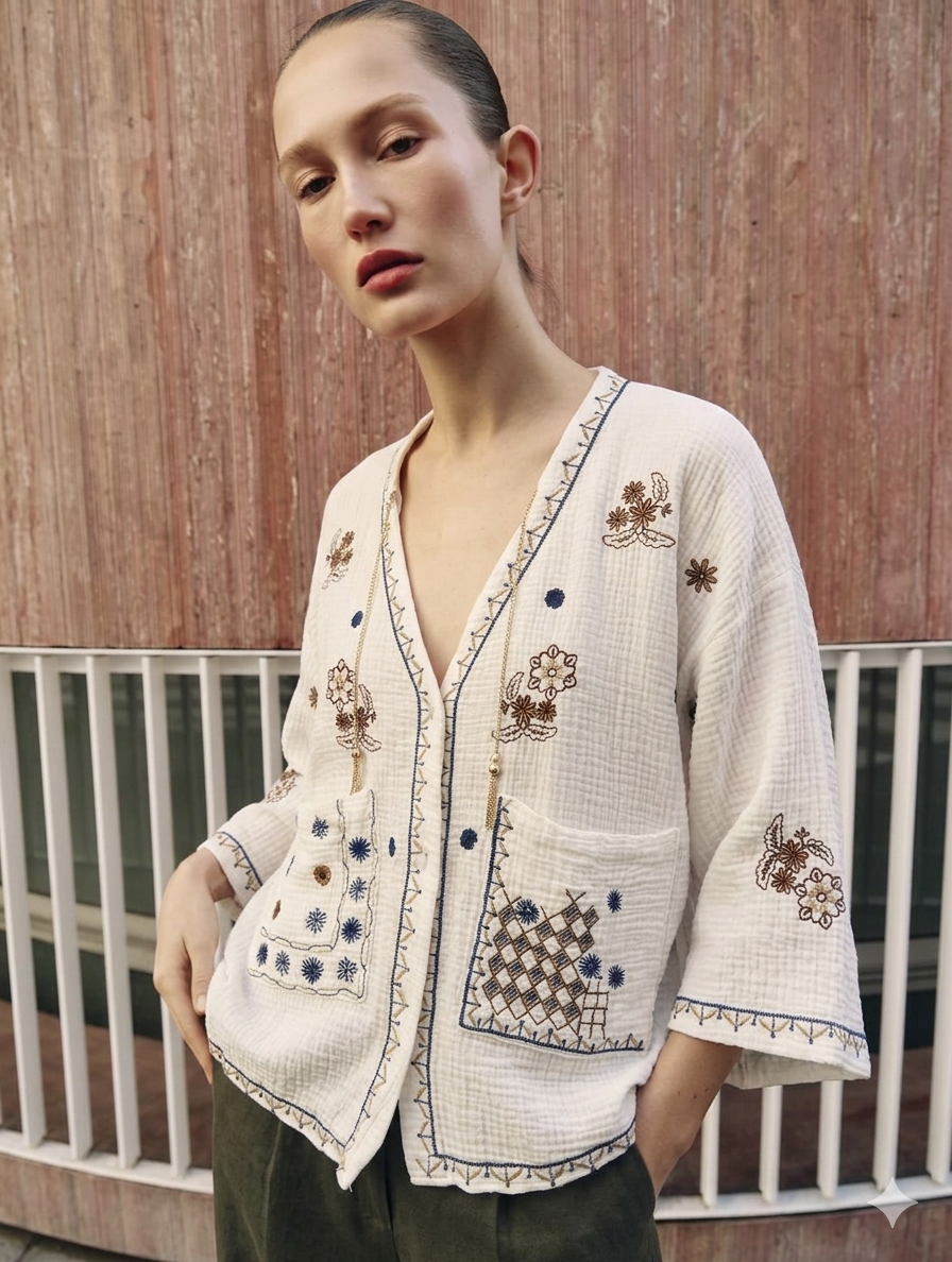Shirt embroidery white