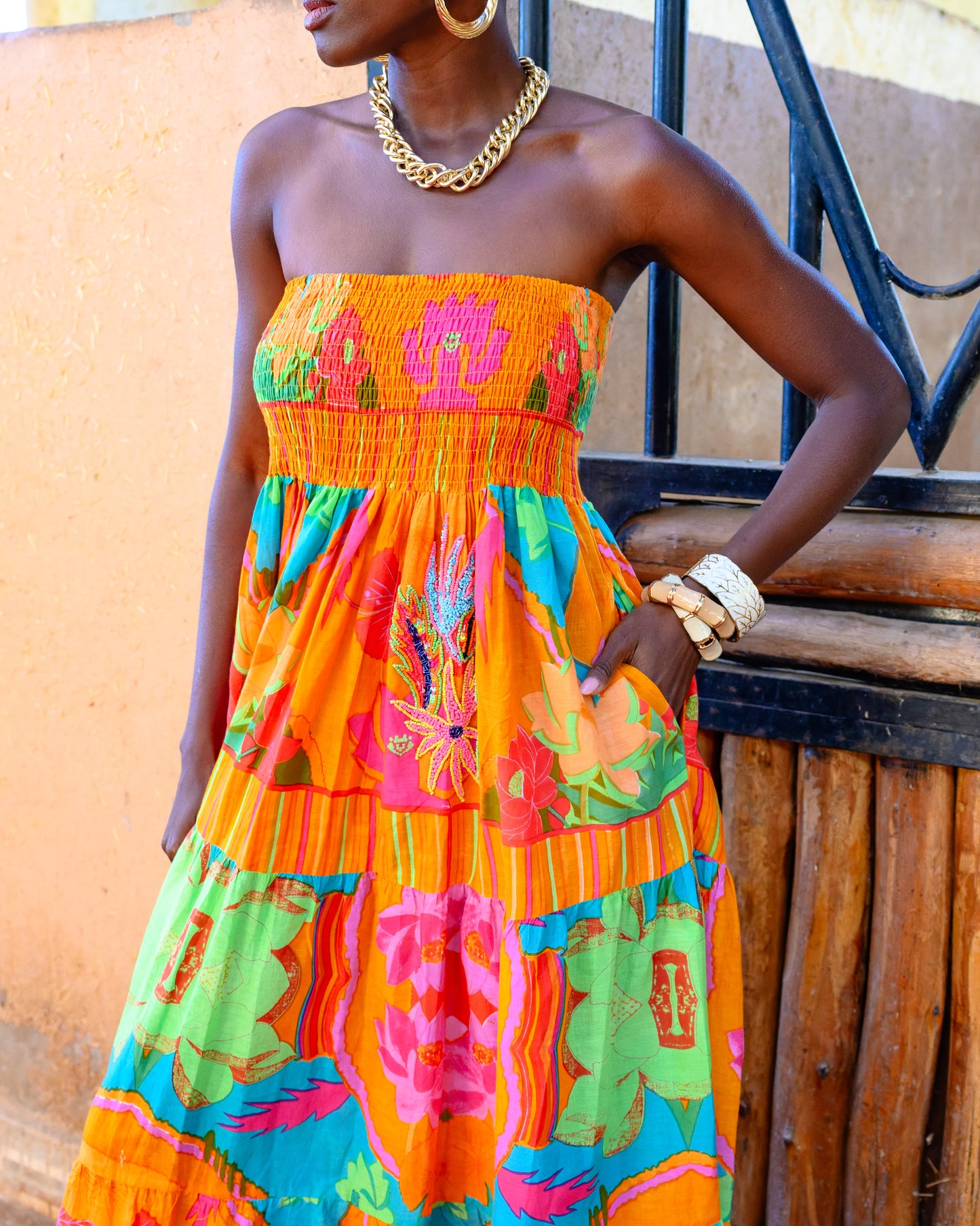 Dress floral orange