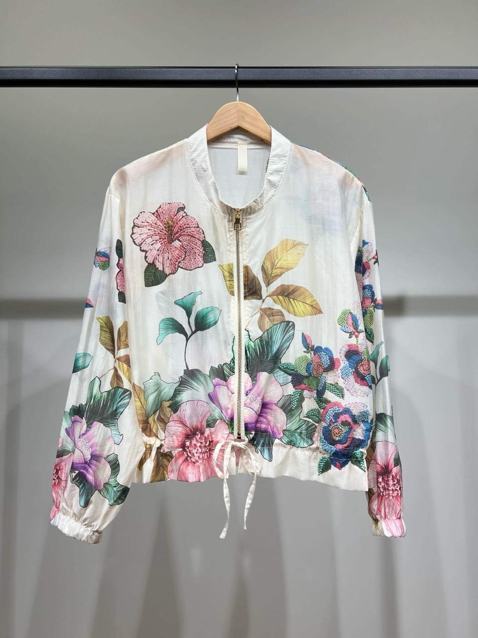 Shirt floral zipper white
