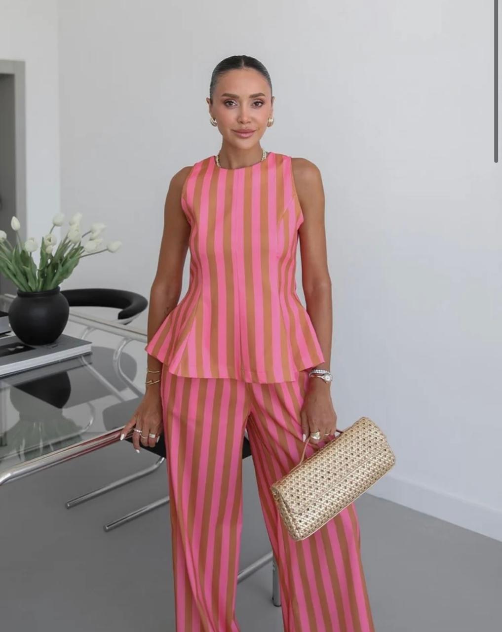 Set stripe pink brown
