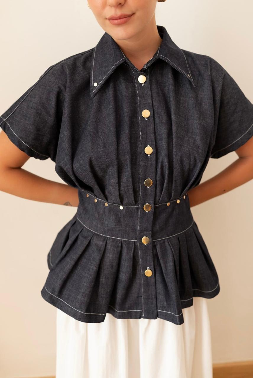 Shirt denim half sleeves