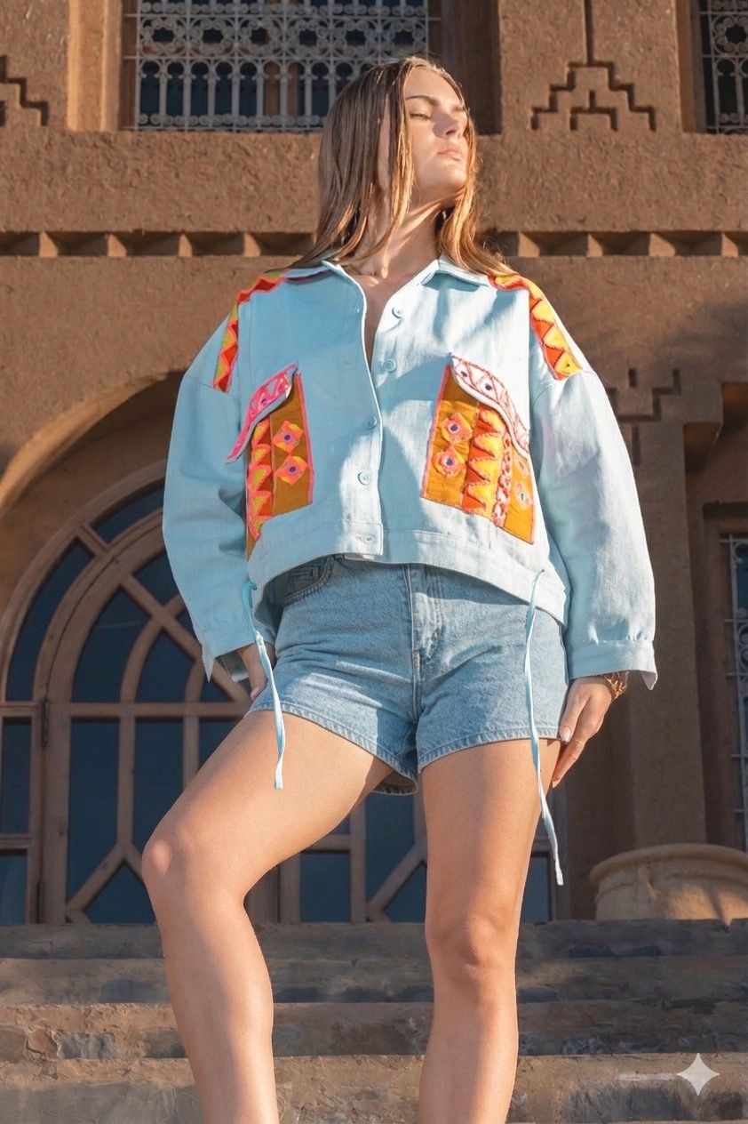 Jacket embroidery blue