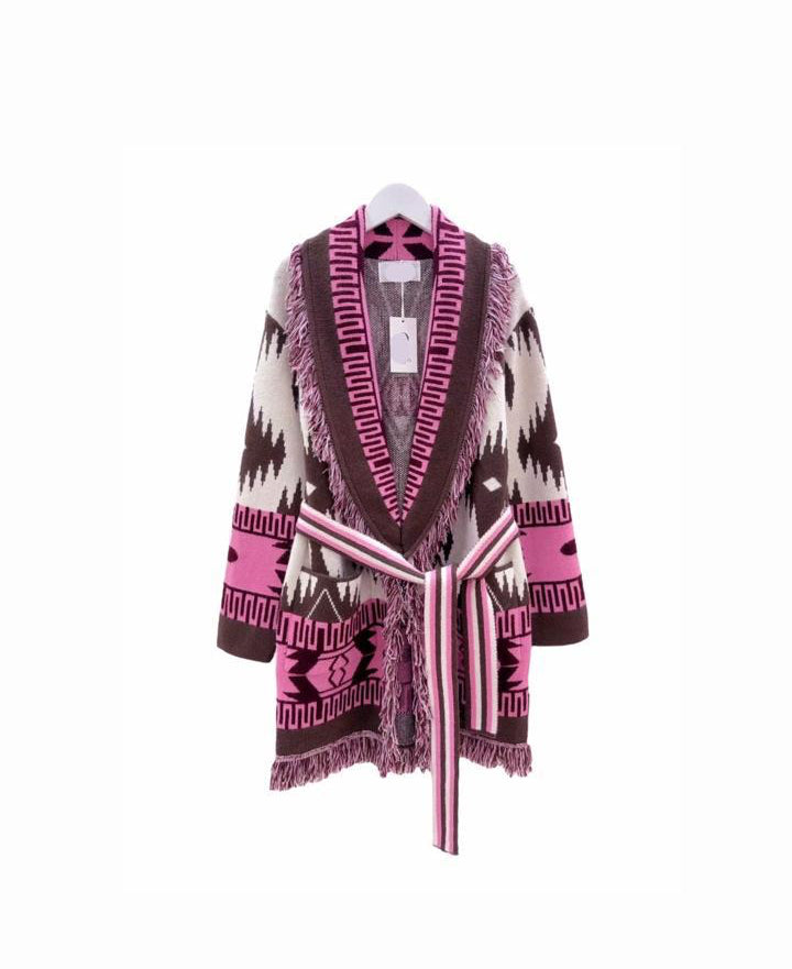 Cardigan argyle pink x brown