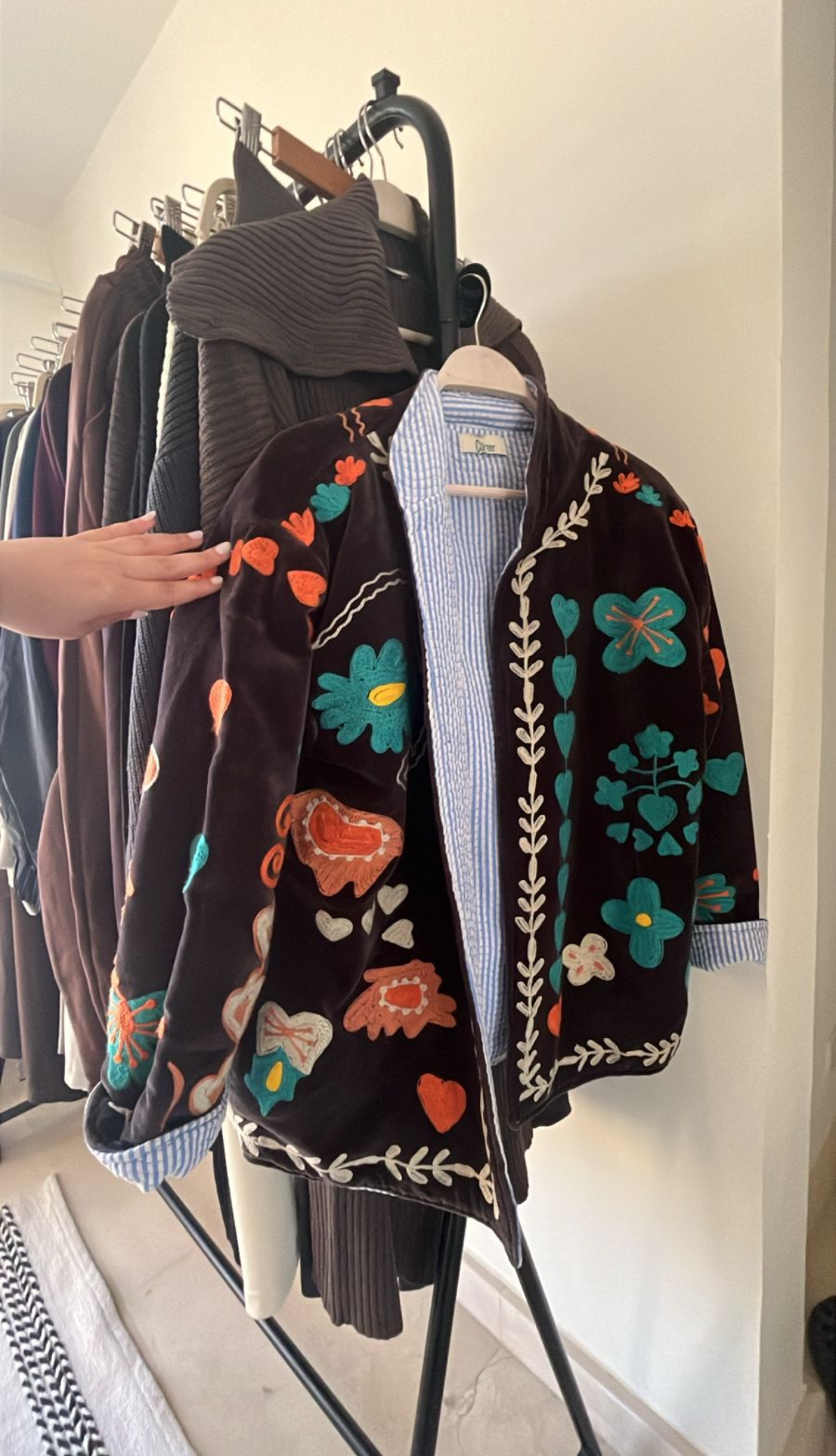 Jacket navy embroidery handmade