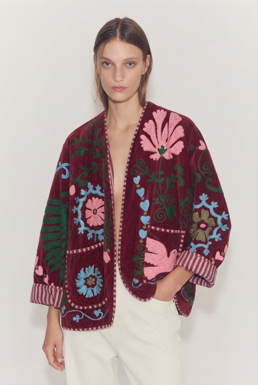 Jacket embroidery burgundy