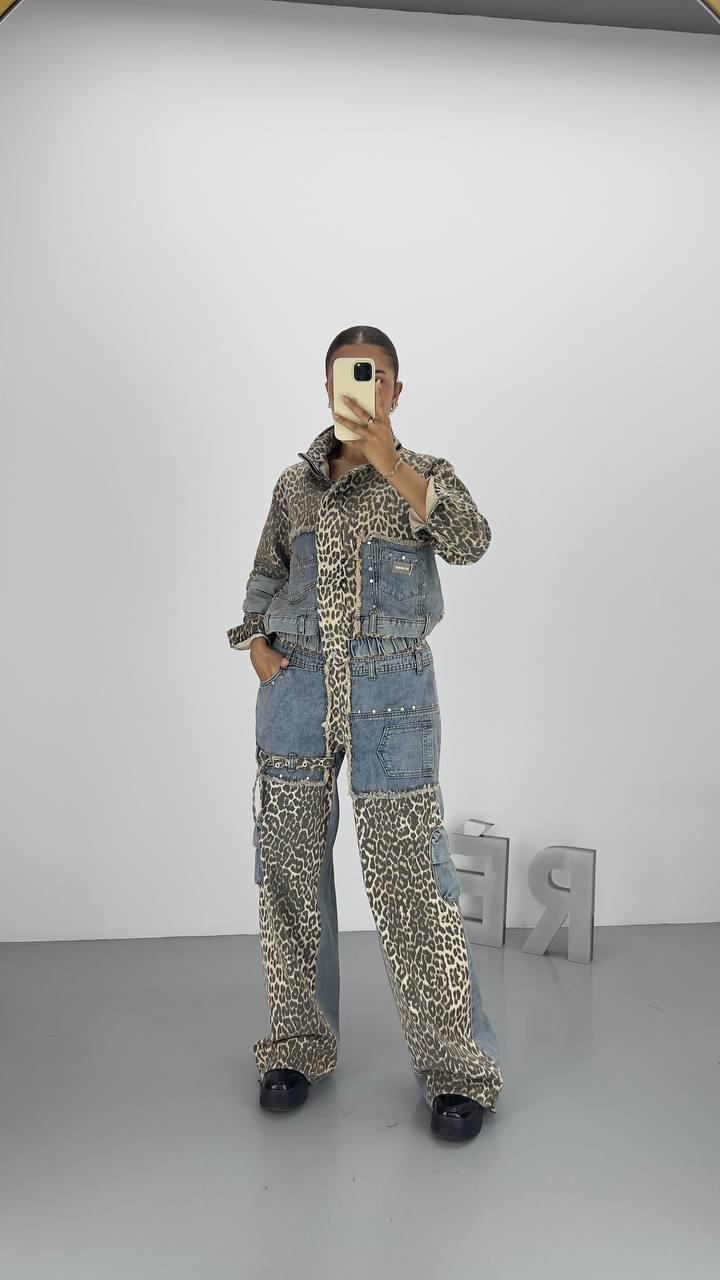 Leopard Denim Pants