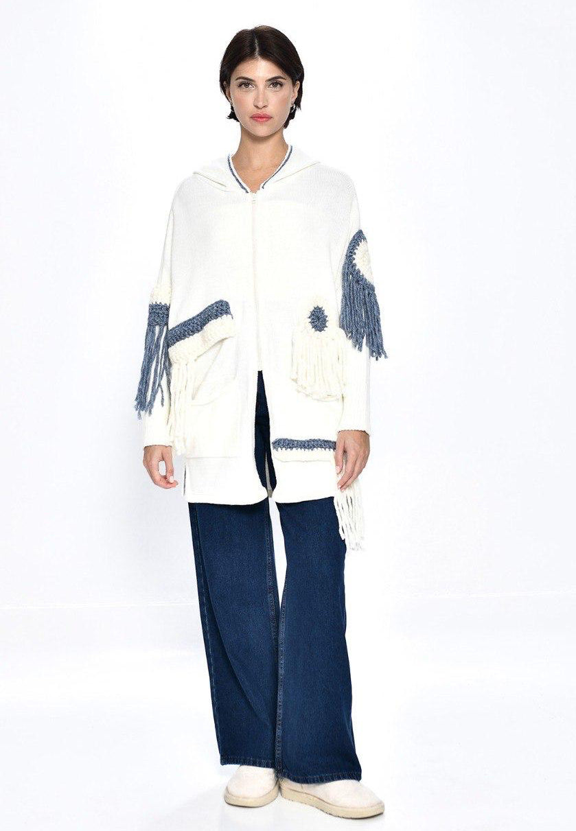 Cardigan zipper fringes