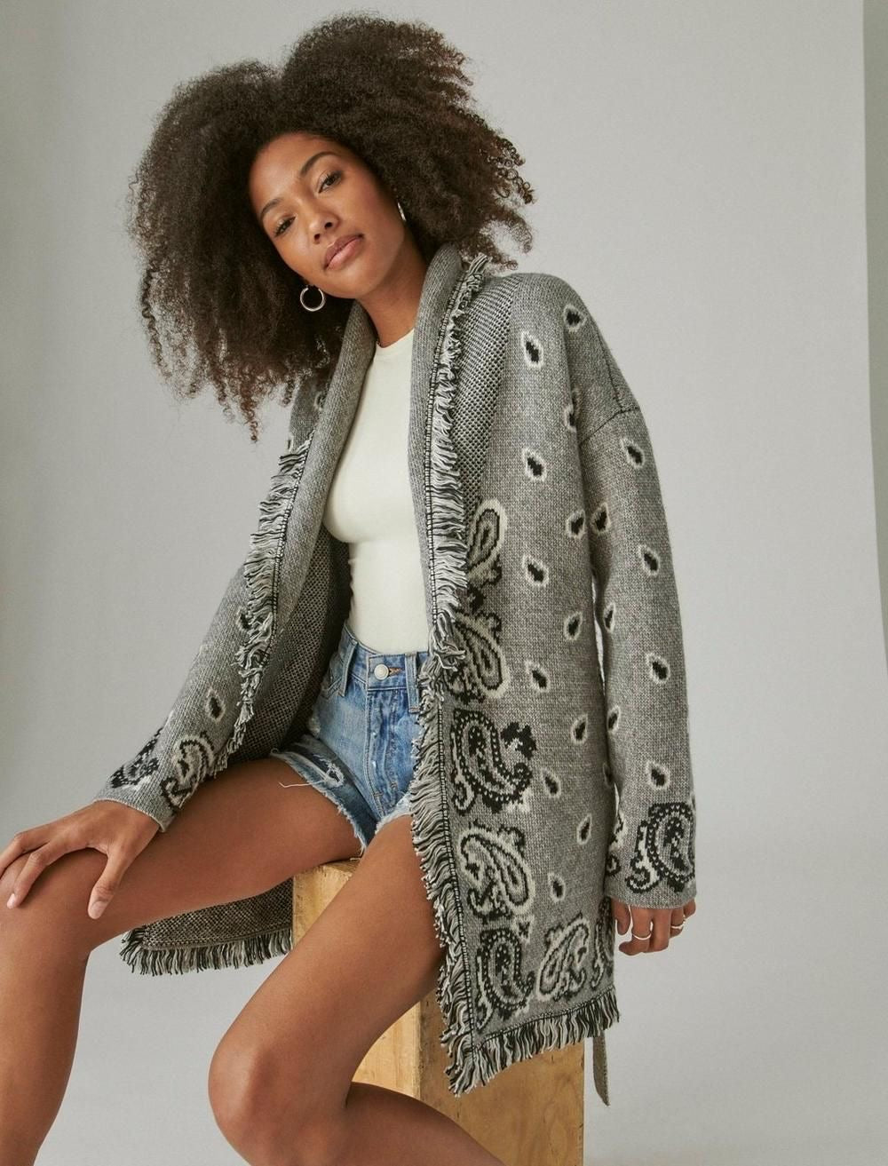 Bandana cardigan grey light
