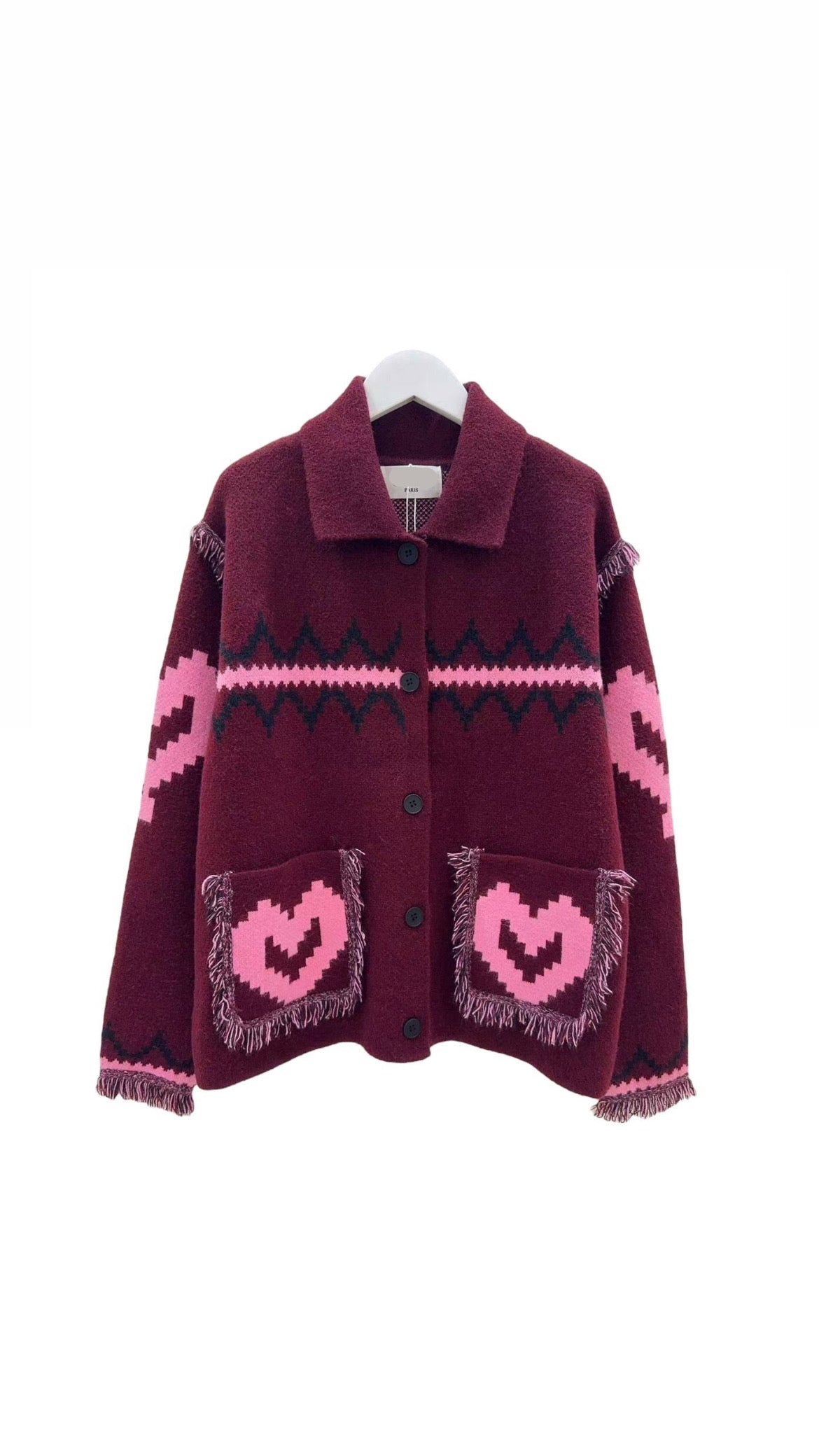 Jacket burgundy Heart pink