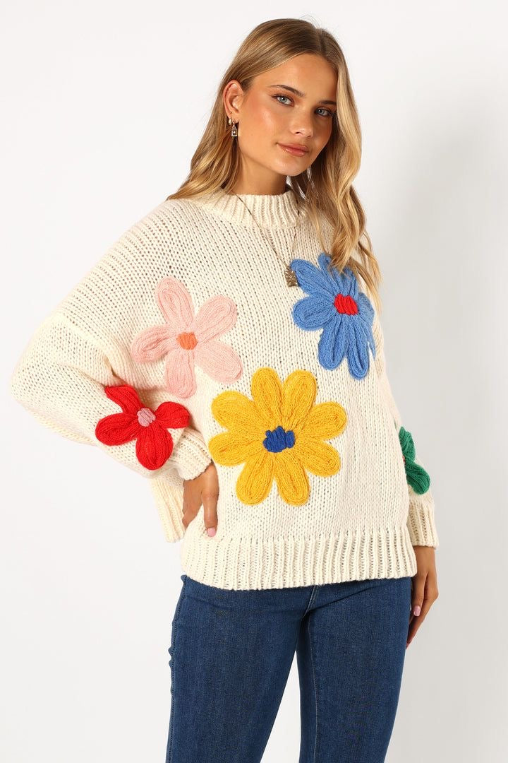 Pullover Knit flowers