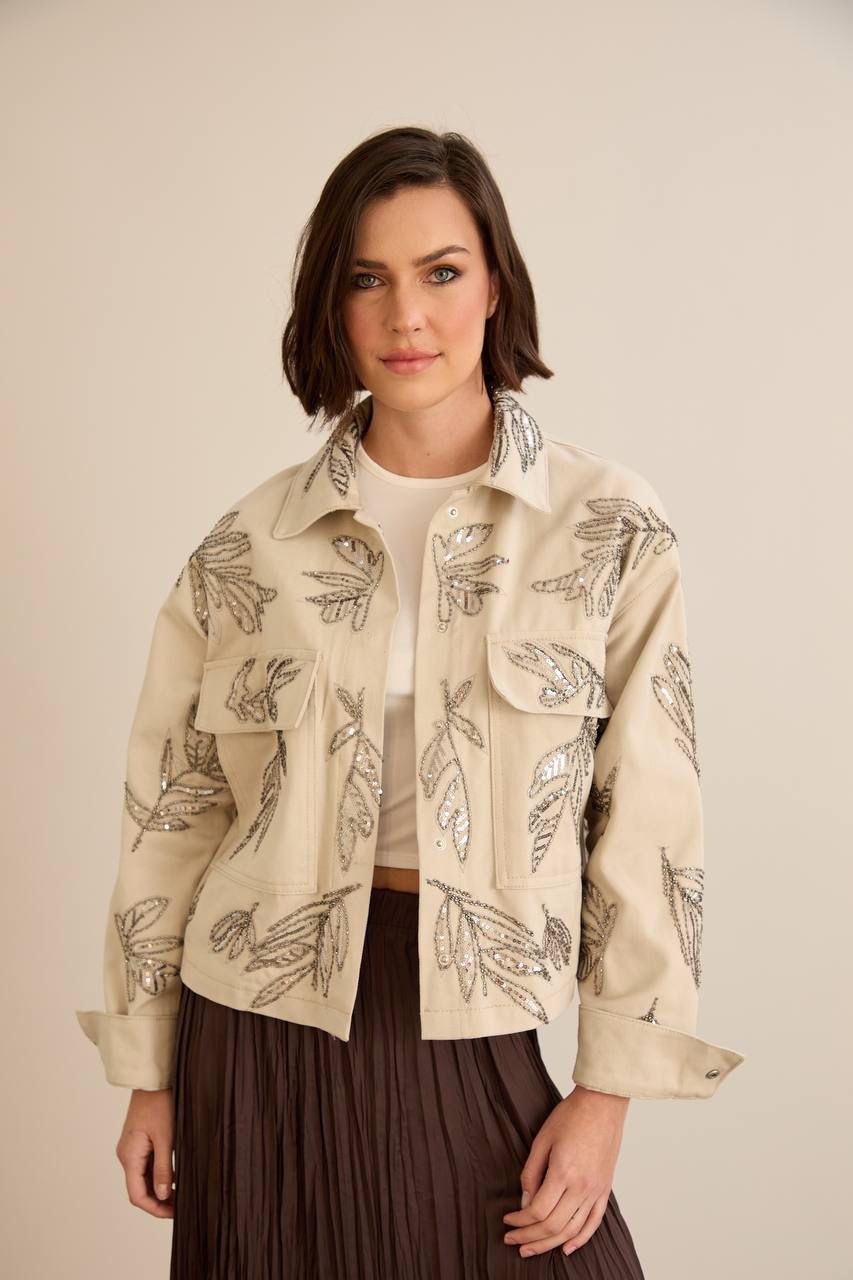 Jacket Handmade Embroidery Light Cafe