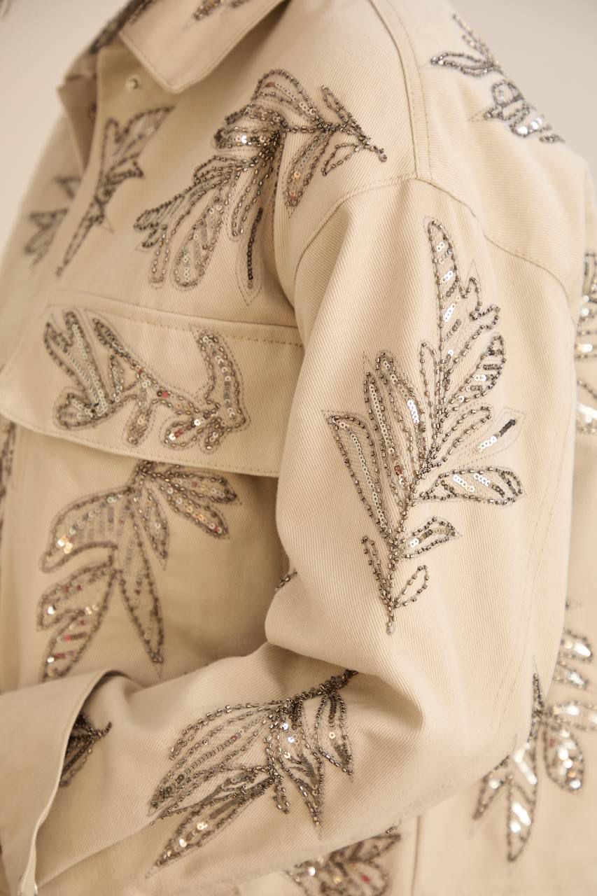 Jacket Handmade Embroidery Light Cafe