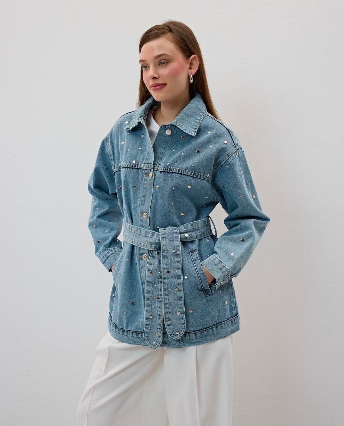 Jacket Sleeves Denim Studs + Belt