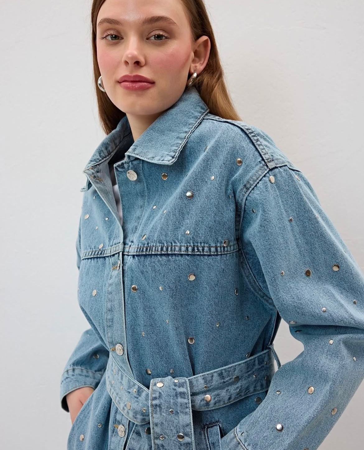 Jacket Sleeves Denim Studs + Belt