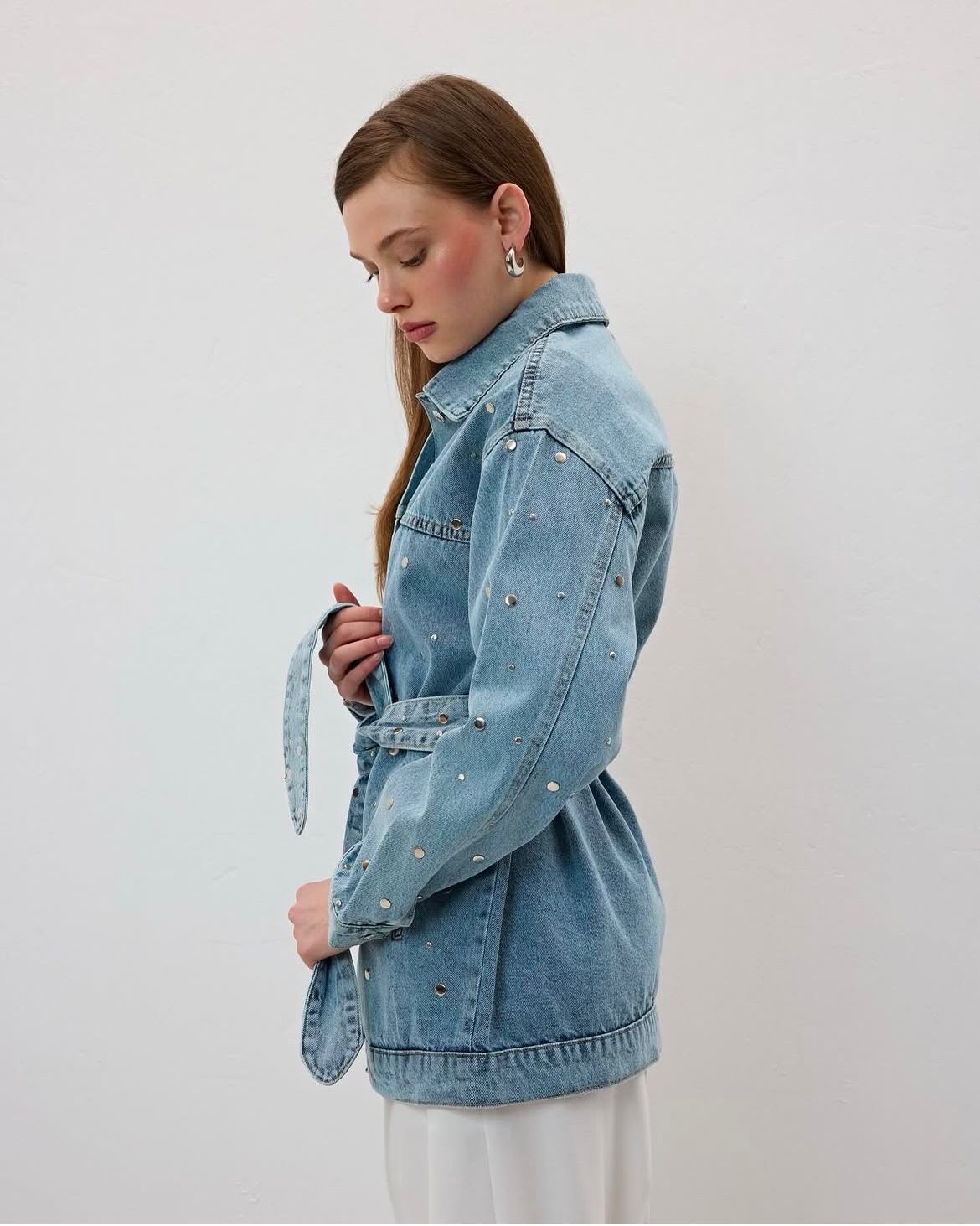 Jacket Sleeves Denim Studs + Belt