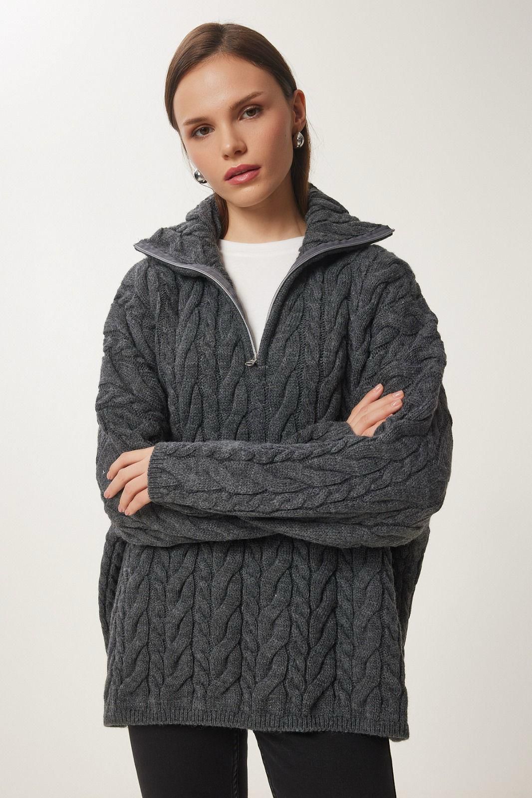 Grey Zipper Knit