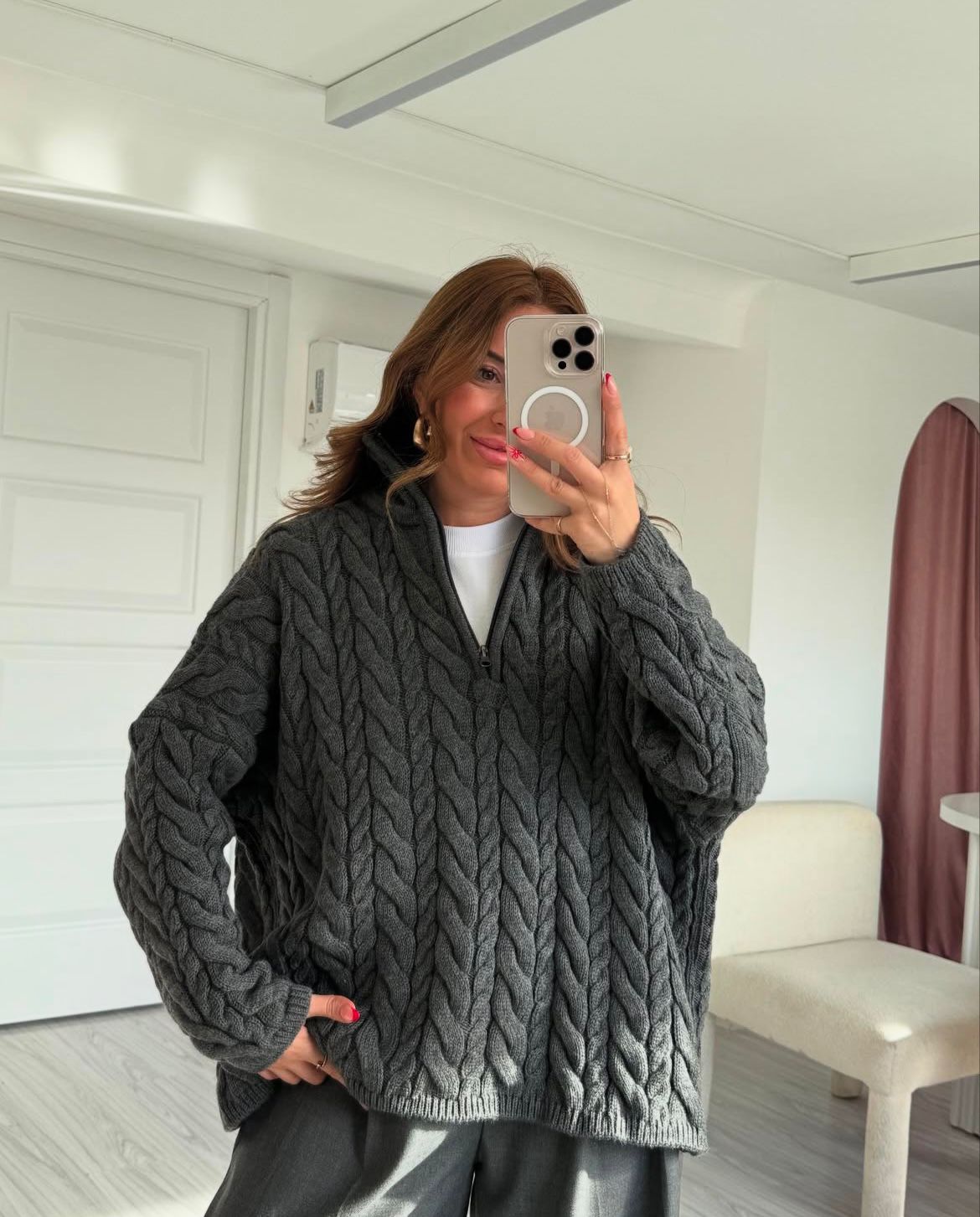 Grey Zipper Knit