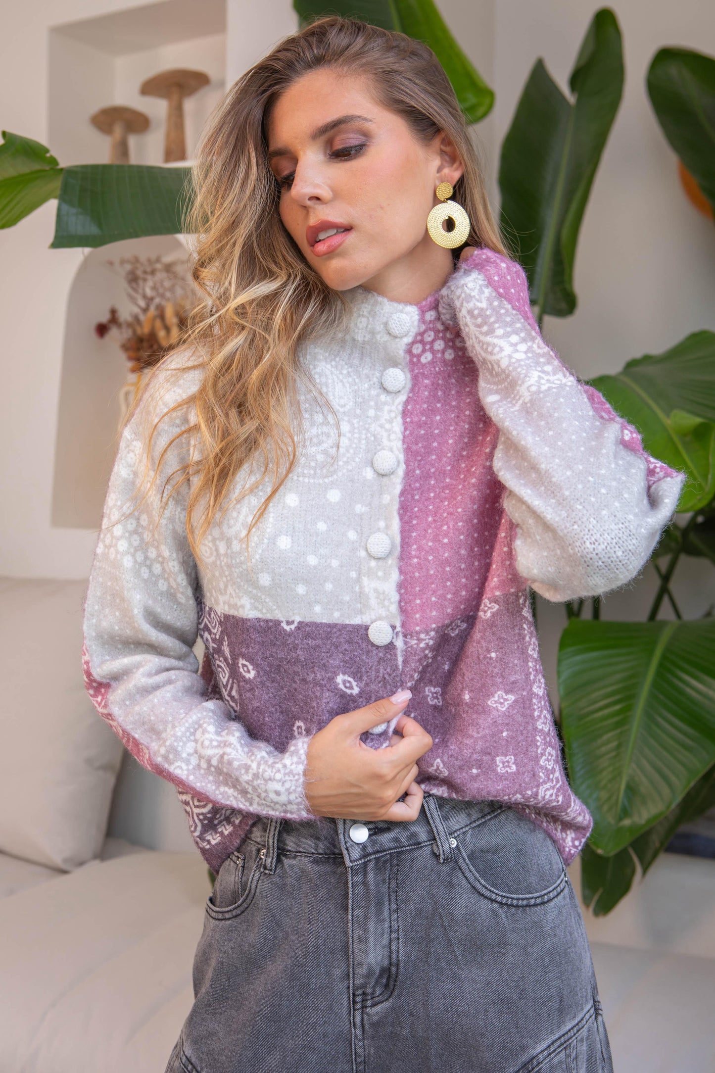 Purple Bandana Knit