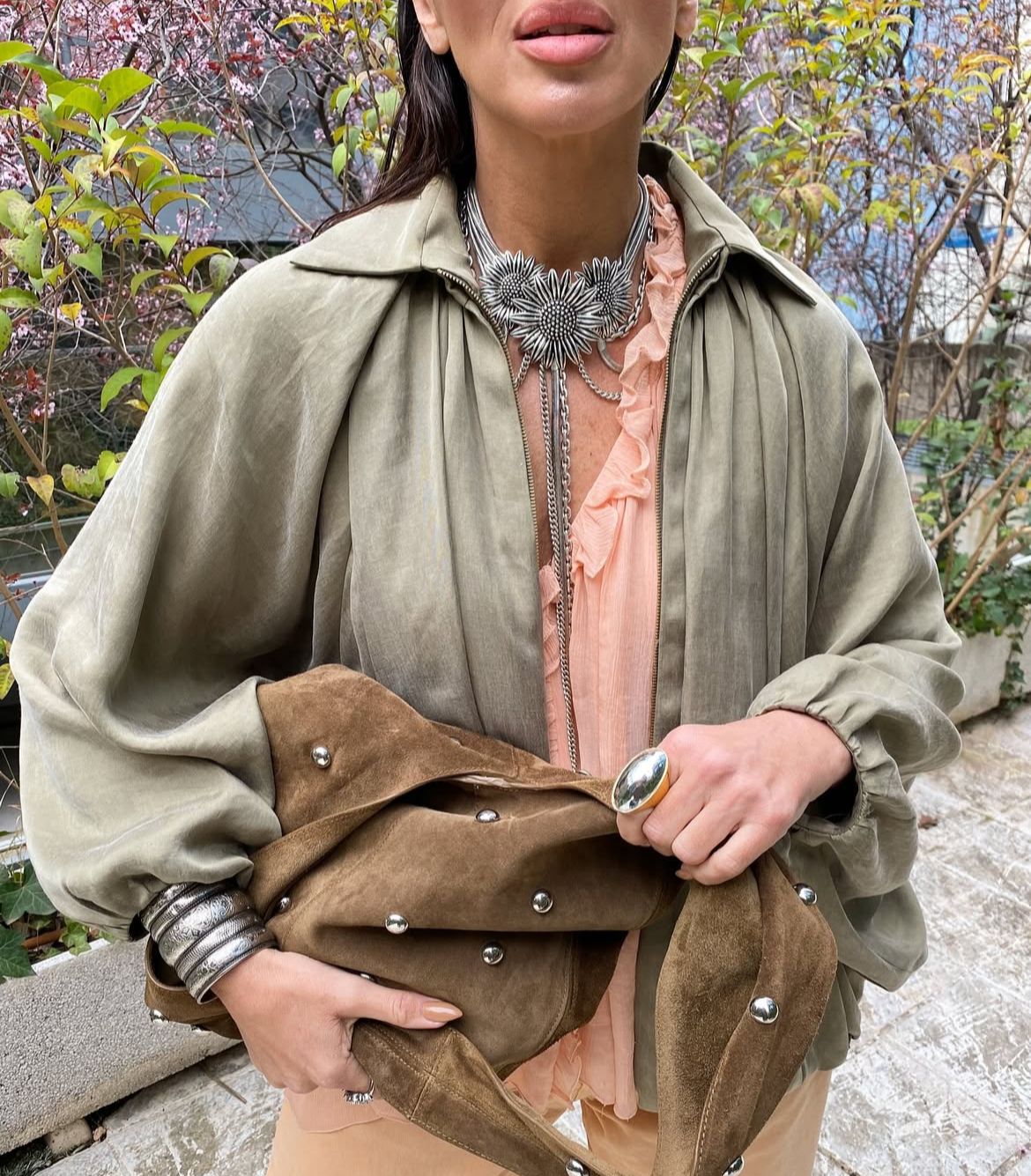 Olive Bomber Silk